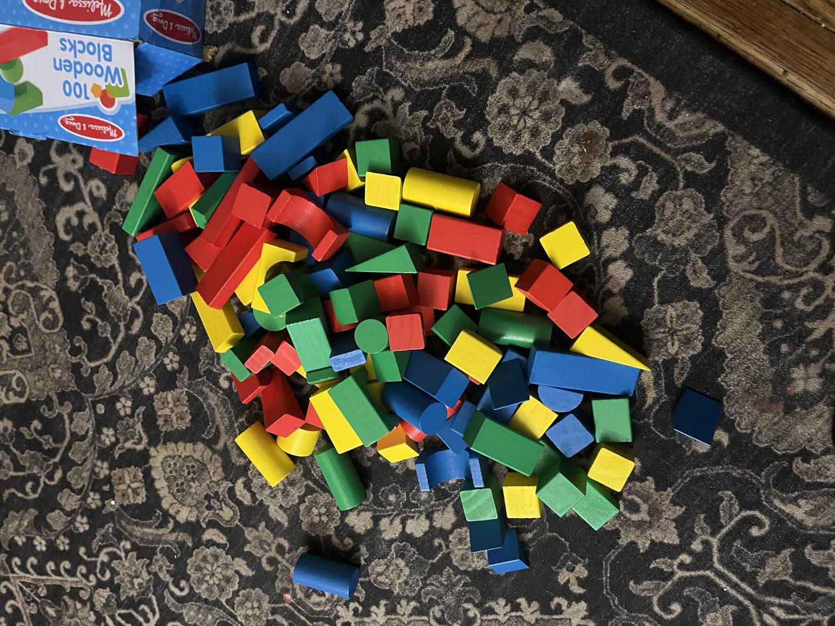Melissa & Doug Wooden Building Blocks, 100-Piece Set of Sorting & Stacking Toys in 4 Colors and 9 Shapes, Classic Toddler Toys for Girls & Boys Ages 2+ - FSC Certified customer photo 2