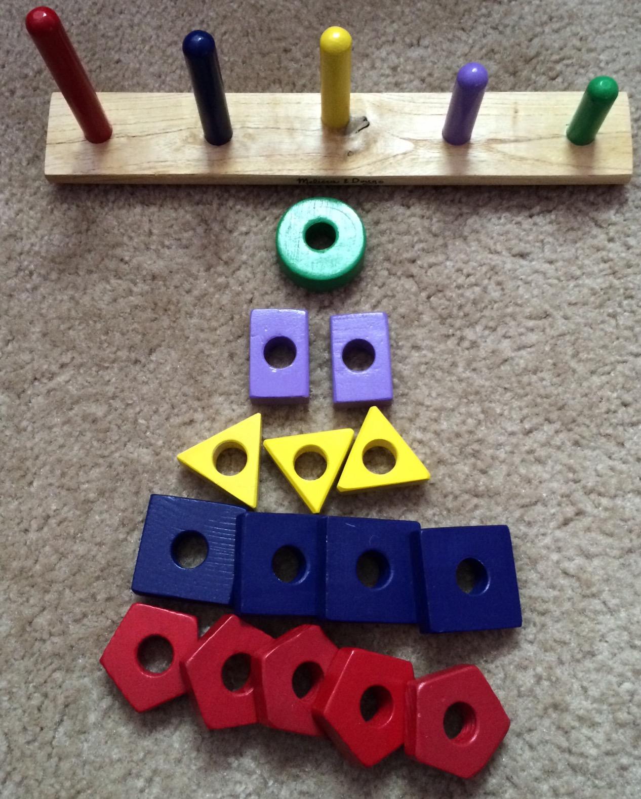 Melissa & Doug Stack and Sort Board - Wooden Educational Toy With 15 Solid Wood Pieces customer photo 2
