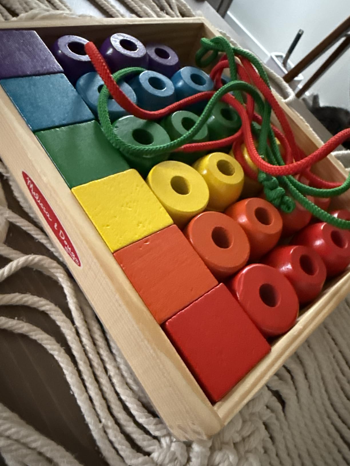 Melissa & Doug Primary Lacing Beads - Educational Toy with 30 Wooden Beads and 2 Laces for Toddlers, Fine Motor Skills Lacing Toys for Toddlers and Kids Ages 3+ customer photo 1