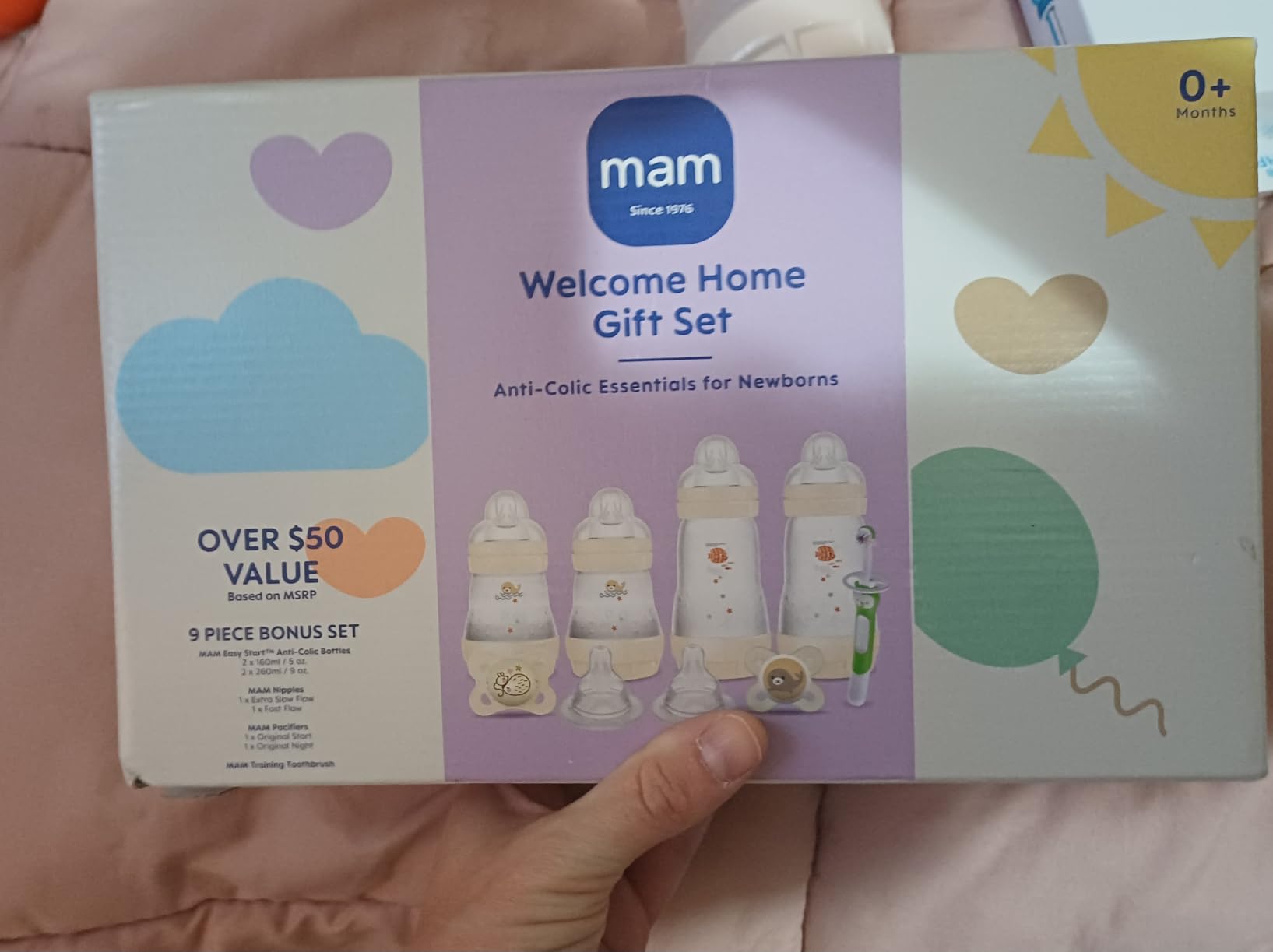 MAM Easy Start Anti-Colic Baby Bottle Starter Set - 4 Self Sterilizing Bottles (5oz & 9oz) + 2 Newborn Pacifiers Breastfed Baby Feeding Gift Set customer photo 2