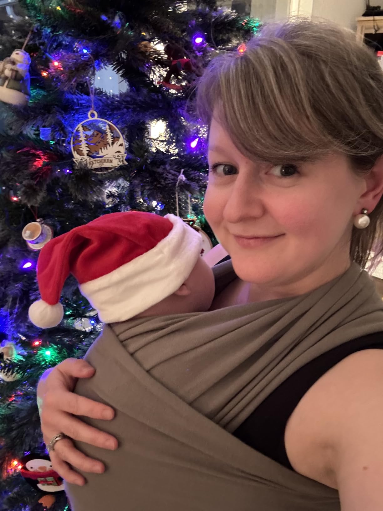 Boba Baby Wrap Carrier - Original Baby Sling Carrier for Newborns (7-35 lbs), Soft, Secure, Hands-Free & Ergonomic, Ideal for Comfortable Bonding, New Parents (Navy Blue) customer photo 1