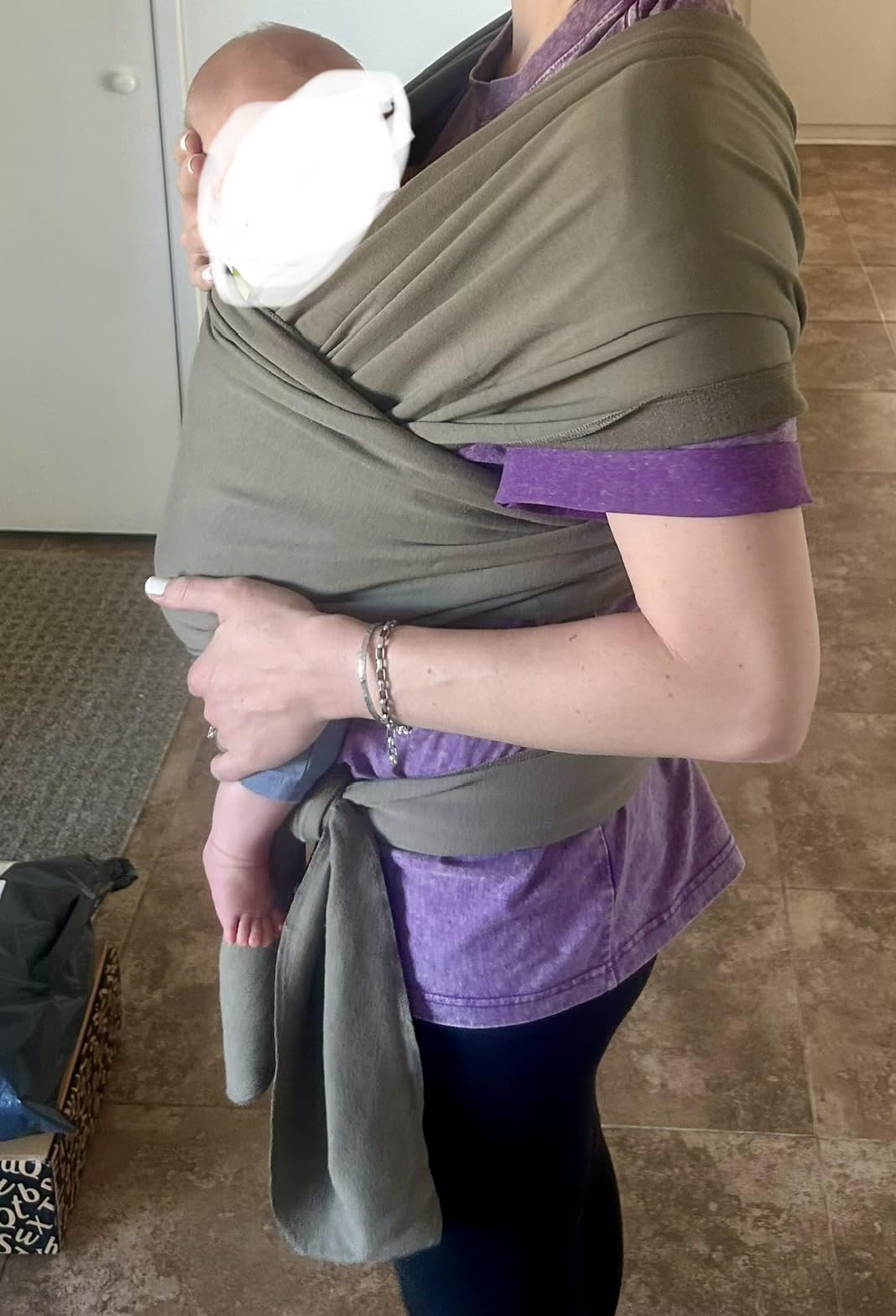 Boba Baby Wrap Carrier - Original Baby Sling Carrier for Newborns (7-35 lbs), Soft, Secure, Hands-Free & Ergonomic, Ideal for Comfortable Bonding, New Parents (Grey) customer photo 2