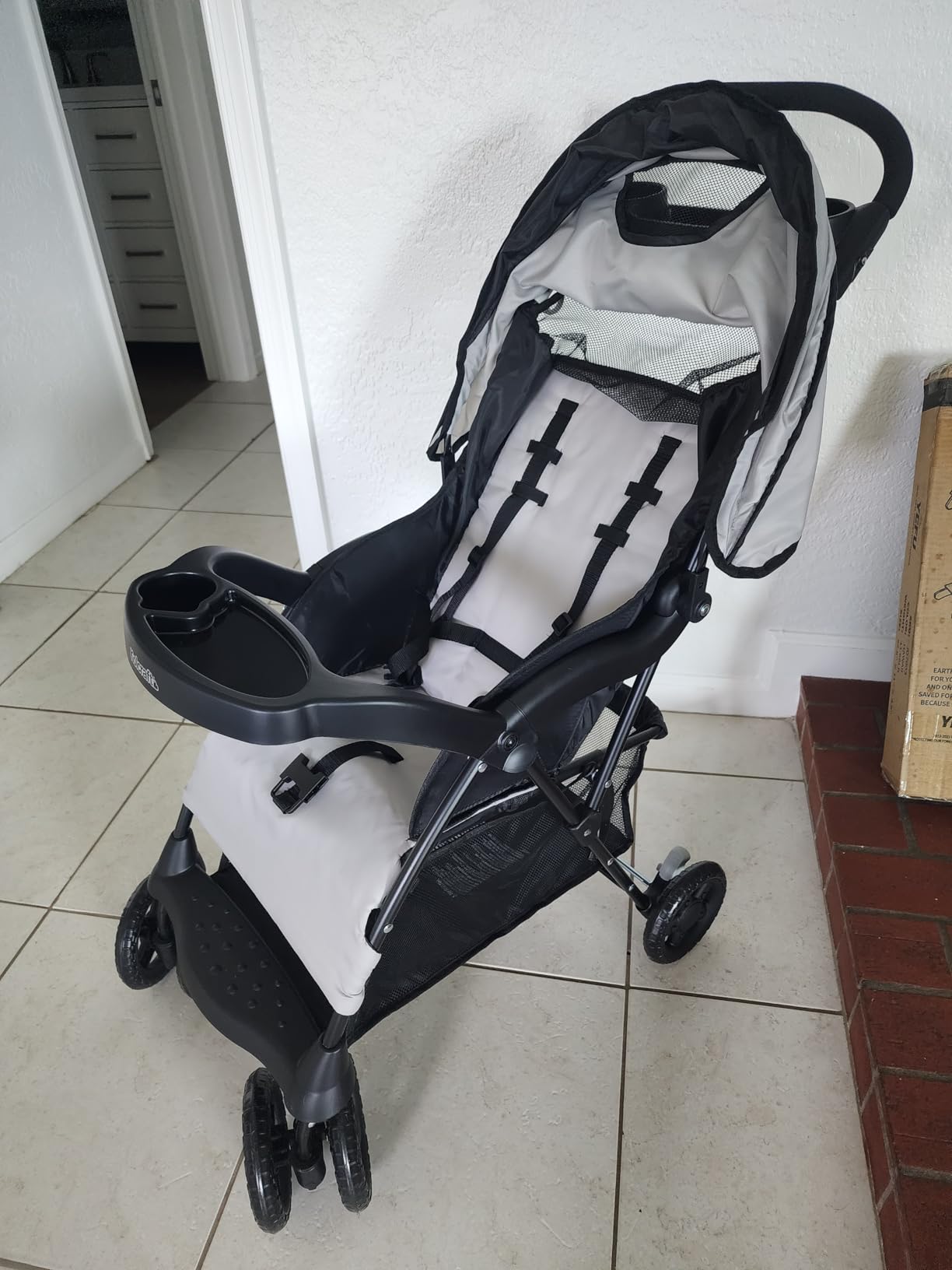 Kolcraft Cloud Plus Lightweight Umbrella Stroller for Toddlers with Reclining Seat, Large Storage Basket, Canopy, Infant & Parent Trays, Compact Fold for Summer Travel, Durable Frame, Slate Gray customer photo 2