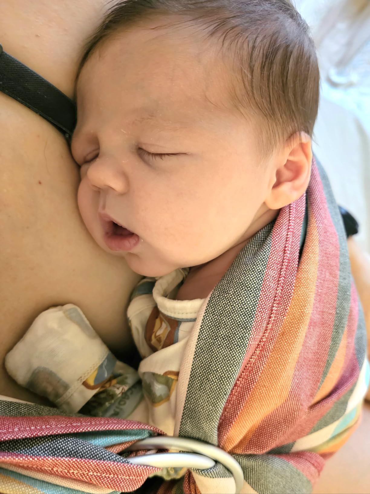 Hip Baby Wrap - Adjustable Baby Ring Sling and Infant Wrap Carrier for Newborns and Toddlers - Soft Cotton Baby Wrap for Babywearing - for Nursing and Infant Shower Gifts, 8-35 lbs - Rainbow Honeycomb customer photo 2