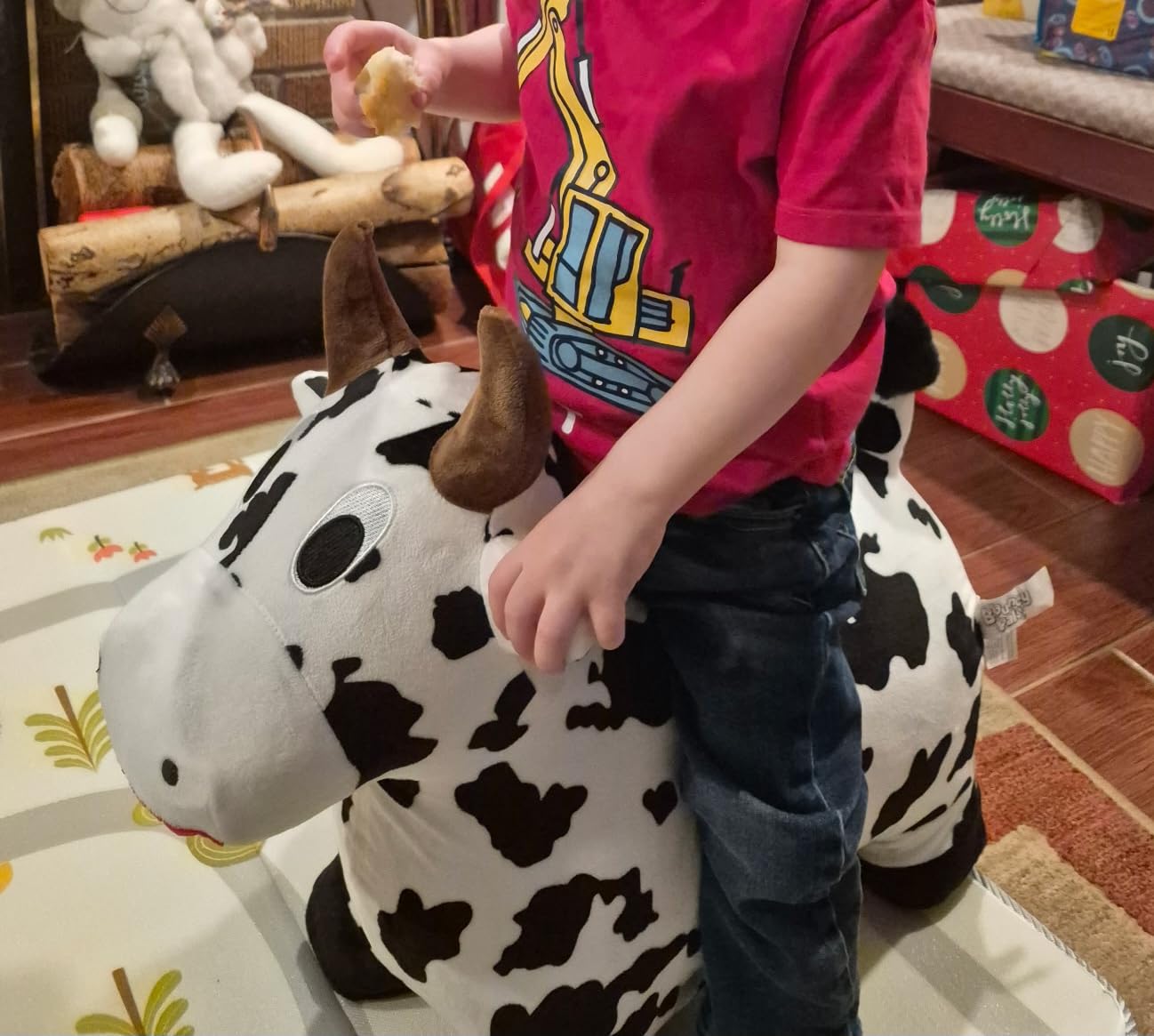 iPlay, iLearn Bouncy Pals Hopping Horse, Toddler Girl Boy Inflatable Bouncing Animal Hopper Toy, Outdoor Indoor Plush Ride on Bouncer, Baby Birthday Gift 18 Month 2 3 4 Year Old Kid - Horse customer photo 1