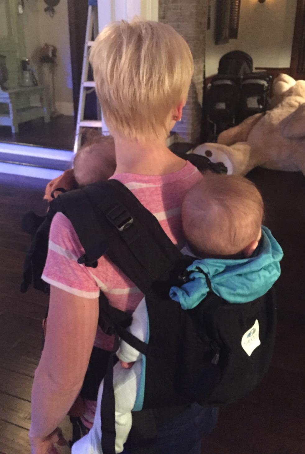 TwinGo Carrier Original - Tandem Twin Baby Carrier - Ergonomic for Infants & Toddlers - Babywearing for Dads & Moms - Adjustable Design with XL Storage Pockets - Cool Grey customer photo 2