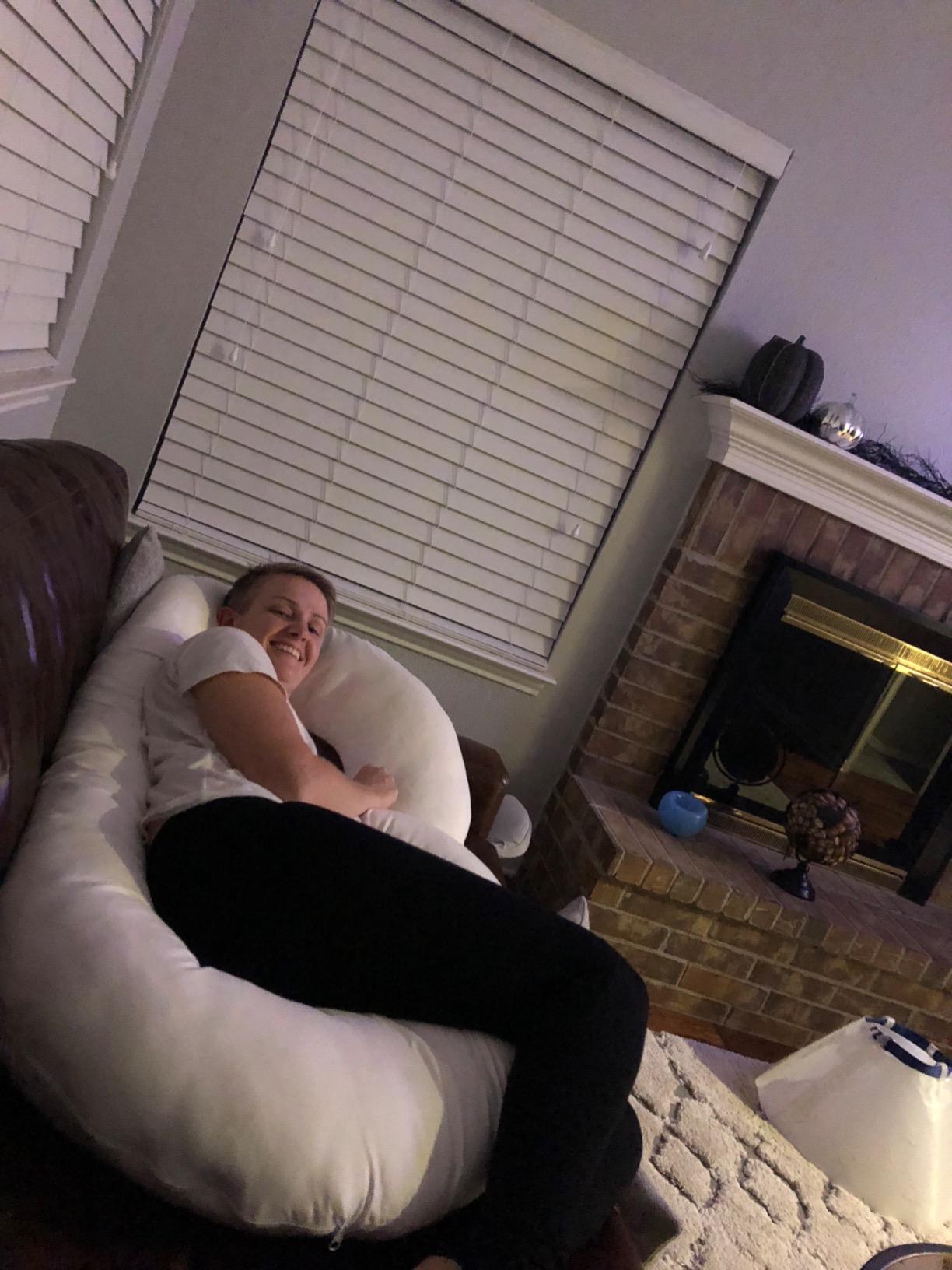 Restorology Pregnancy Pillow - 60 Inch, C-Shaped Maternity Pillows for Sleeping - Full Body Pillow for Pregnant Women - Reduces Hip, Back Pain for Side & Stomach Sleepers - Washable Cover customer photo 1