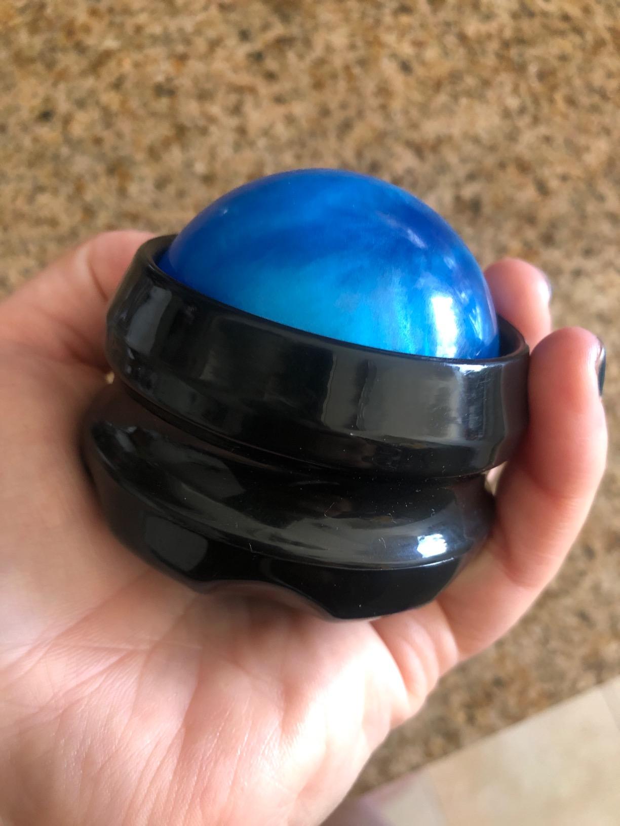 Manual Massage Ball Pain Relief Back Roller Massager Self Massage Therapy and Relax Full Body Tools for Sore Muscle Joint Pain Essential Oils or Lotion Relax (Blue) customer photo 2