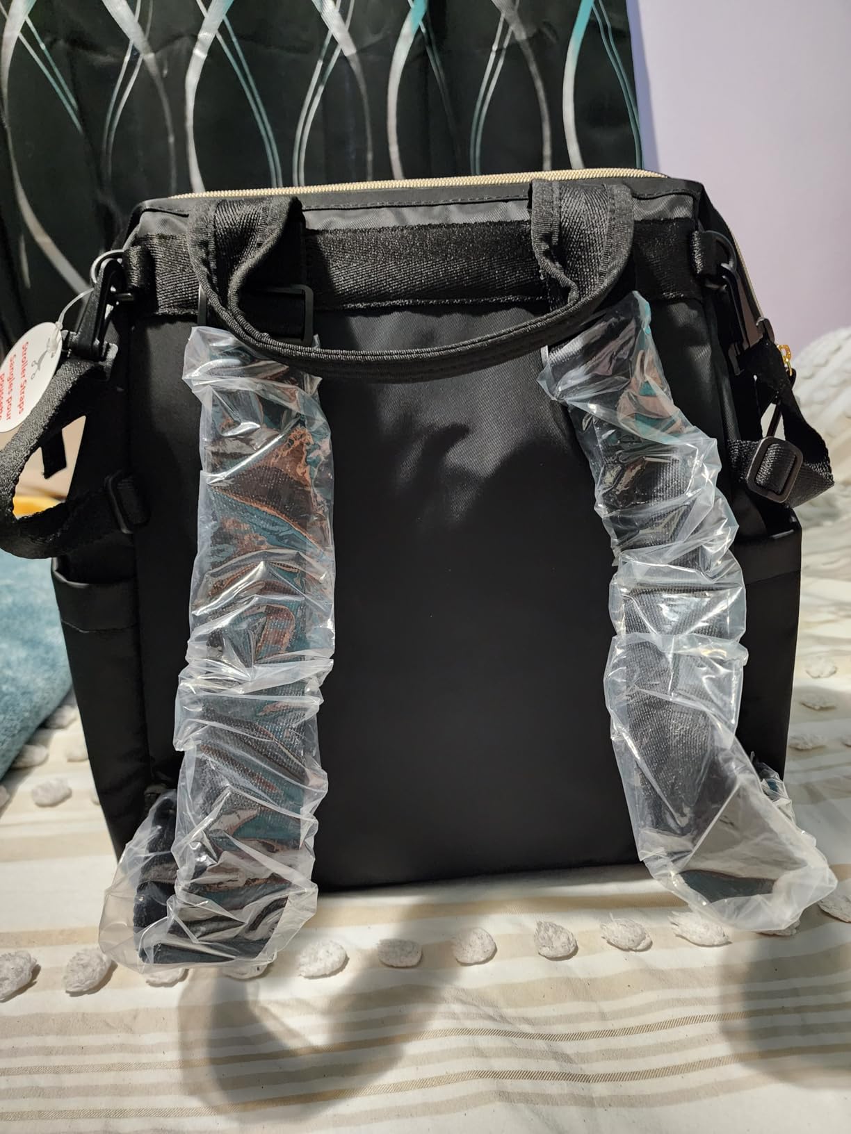 Skip Hop Diaper Bag Backpack: Mainframe Large Capacity Wide Open Structure with Changing Pad & Stroller Attachment, Black with Gold Trim customer photo 2