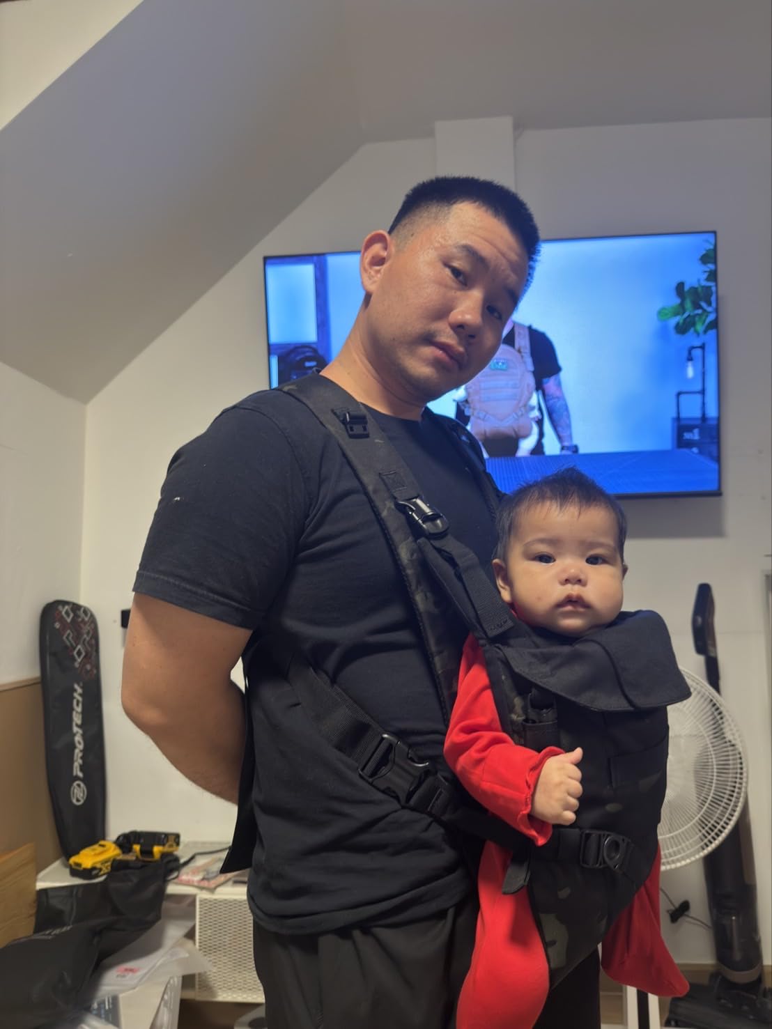 Tactical Baby Gear Tactical Baby Carrier for Dads - Ergonomic, Hip Healthy & Comfortable for Infants and Toddlers (8-33 lbs) (Black Camo) customer photo 2