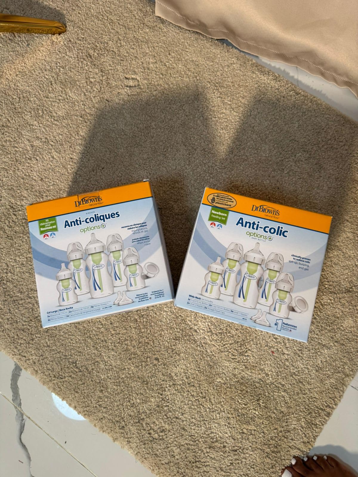 Dr. Brown's Natural Flow Anti-Colic Options+ Wide-Neck Baby Bottles 5 oz/150 mL, with Level 1 Slow Flow Nipple, 4 Pack, 0m+ customer photo 2