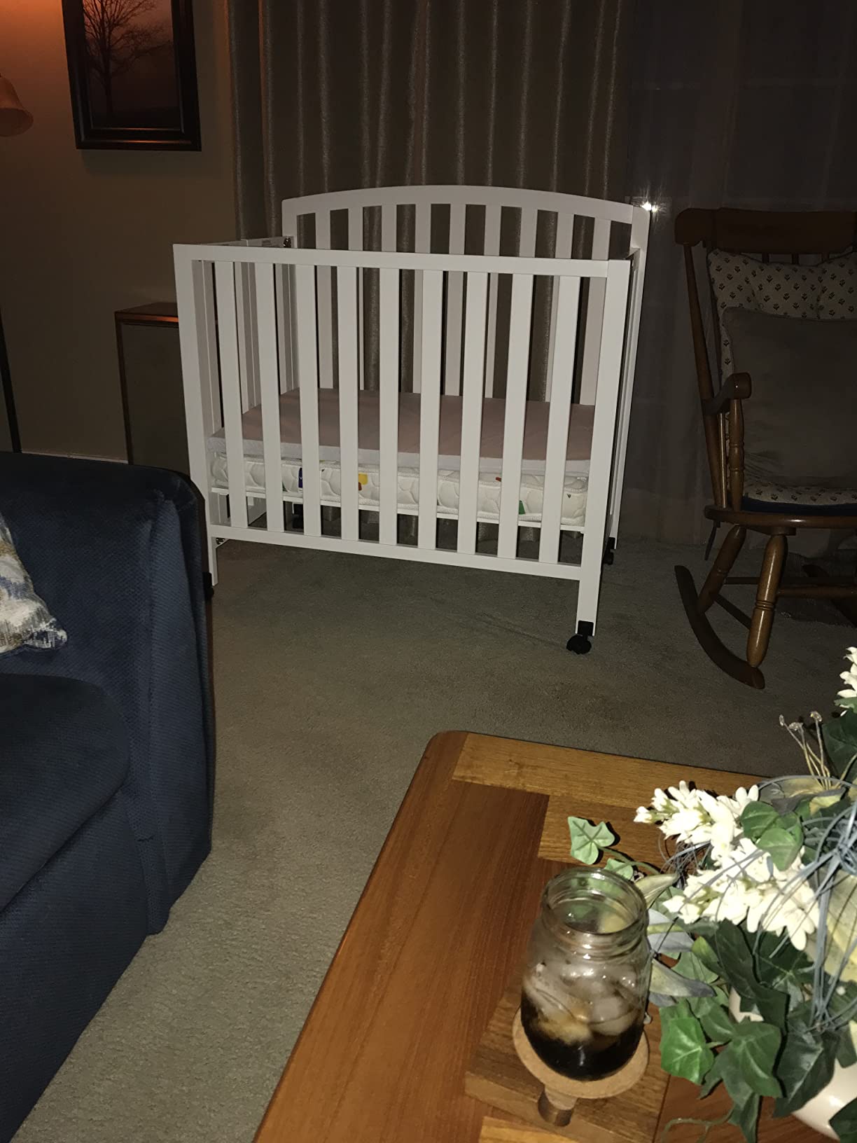 DaVinci Dylan Folding Portable 3-in-1 Convertible Mini Crib and Twin Bed in Grey, Greenguard Gold Certified customer photo 1