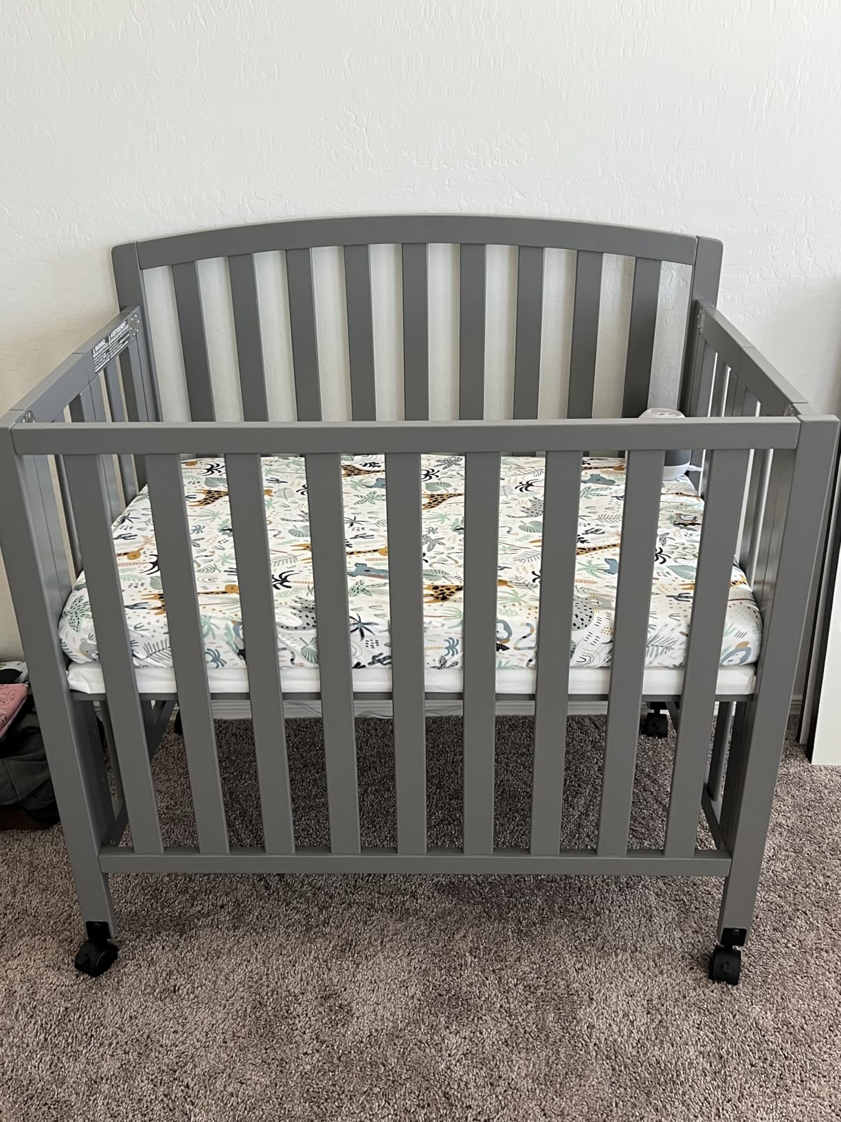 DaVinci Dylan Folding Portable 3-in-1 Convertible Mini Crib and Twin Bed in Grey, Greenguard Gold Certified customer photo 2