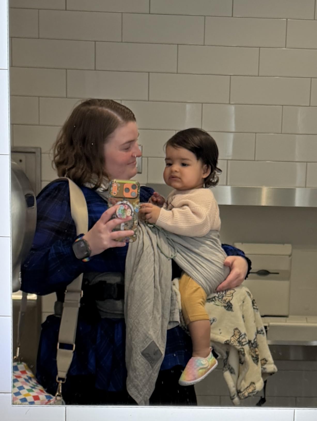 Ring Sling Baby Carrier - USA Lab Tested, 100% Natural Cotton Muslin, Breathable & Ergonomic Ring Sling Grey customer photo 1