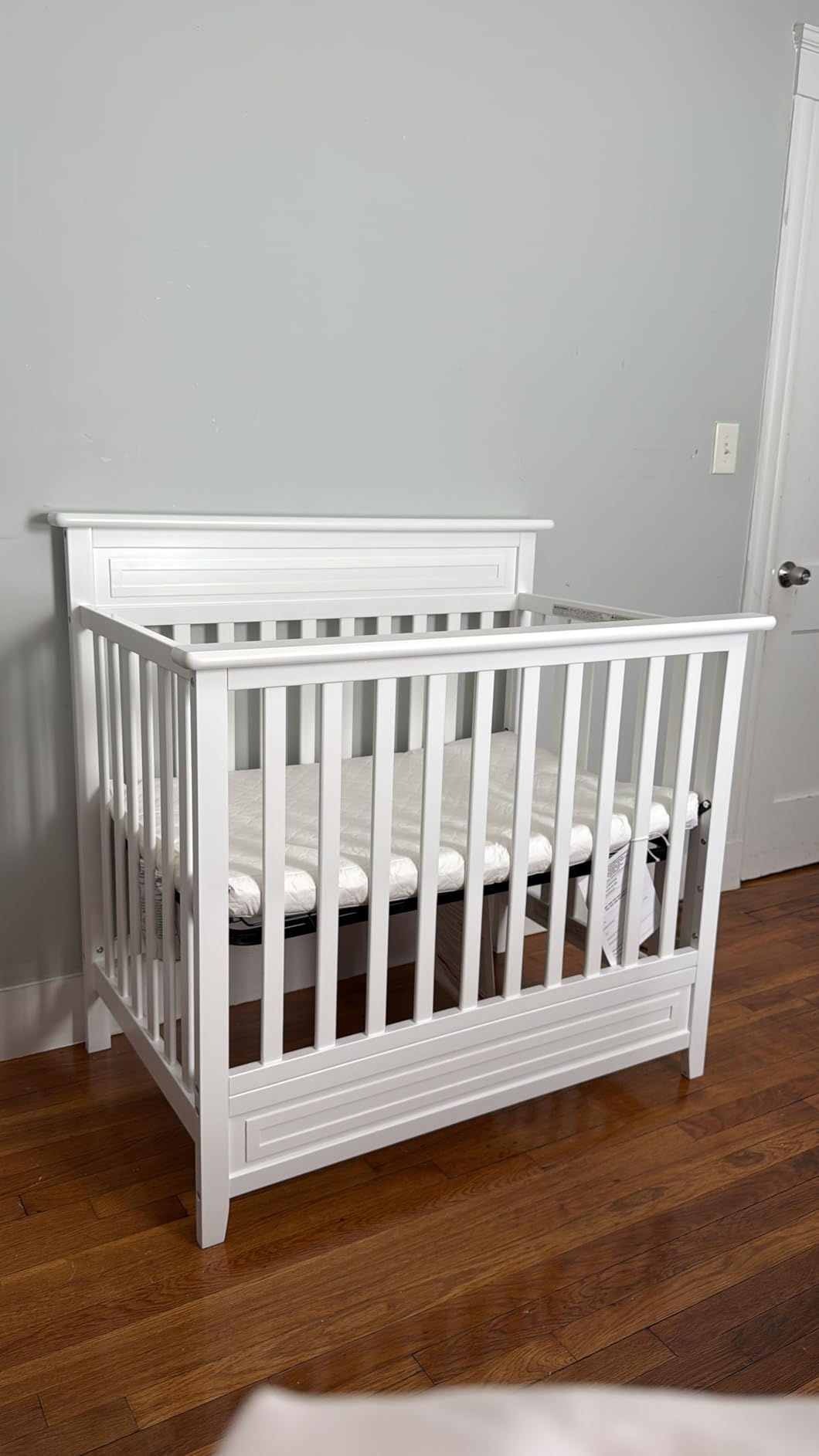 Storkcraft Petal 4-in-1 Convertible Mini Crib - GREENGUARD Gold Certified, Converts to Daybed and Twin-Size Bed, Bonus 2.75-inch Mini Crib Mattress Included, Ideal for Small Spaces (White) customer photo 2