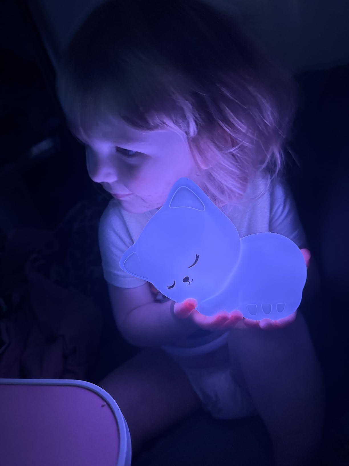 Night Light for Kids, 16 Colors Cat Lamp Cute Lamp, Dimmable Baby Night Lights for Nursery, Silicone Rechargeable Nightlight for Kids Room customer photo 2