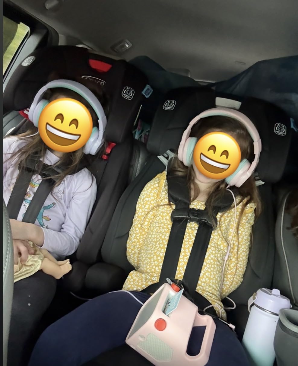 iClever Kids Headphones for School Travel, Safe Volume Limited, HD Mic Stereo Sound Over-Ear, FunShare Foldable 3.5mm Wired, HS19 customer photo 2