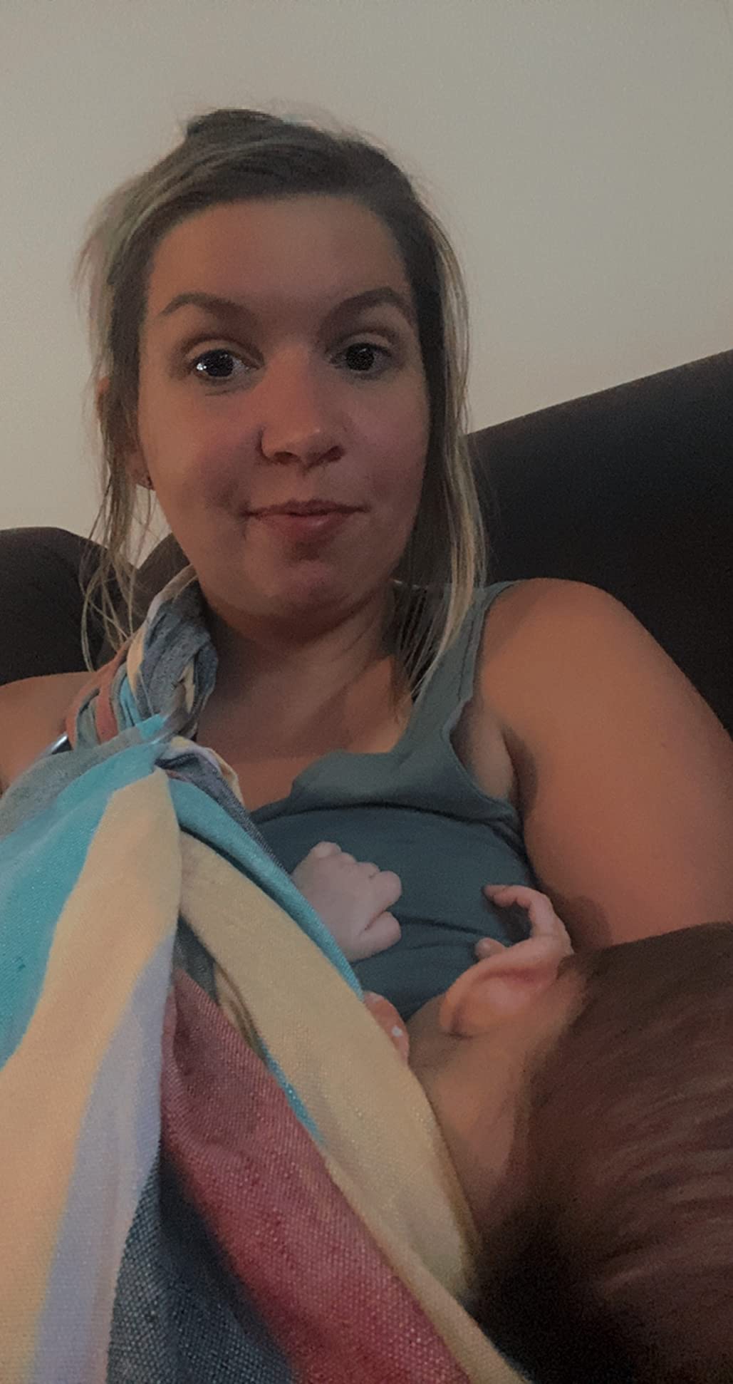 Hip Baby Wrap Ring Sling Baby Carrier - Extra Soft Bamboo Linen (Rainbow Brite) customer photo 1