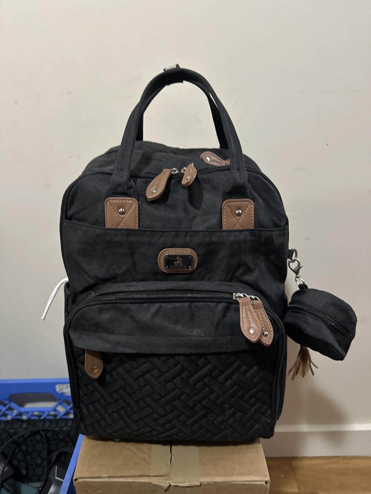 Dikaslon Diaper Bag Backpack with Portable Changing Pad, Pacifier Case and Stroller Straps, Large Unisex Baby Bags for Boys Girls, Multipurpose Travel Back Pack Moms Dads, Black customer photo 1