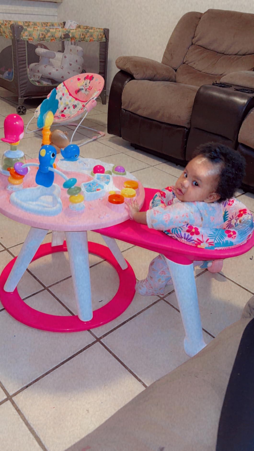 Bright Starts Around We Go 2-in-1 Baby Walker, Discovery Activity Center and Table, Tropic Cool, Ages 6 Months+ customer photo 2