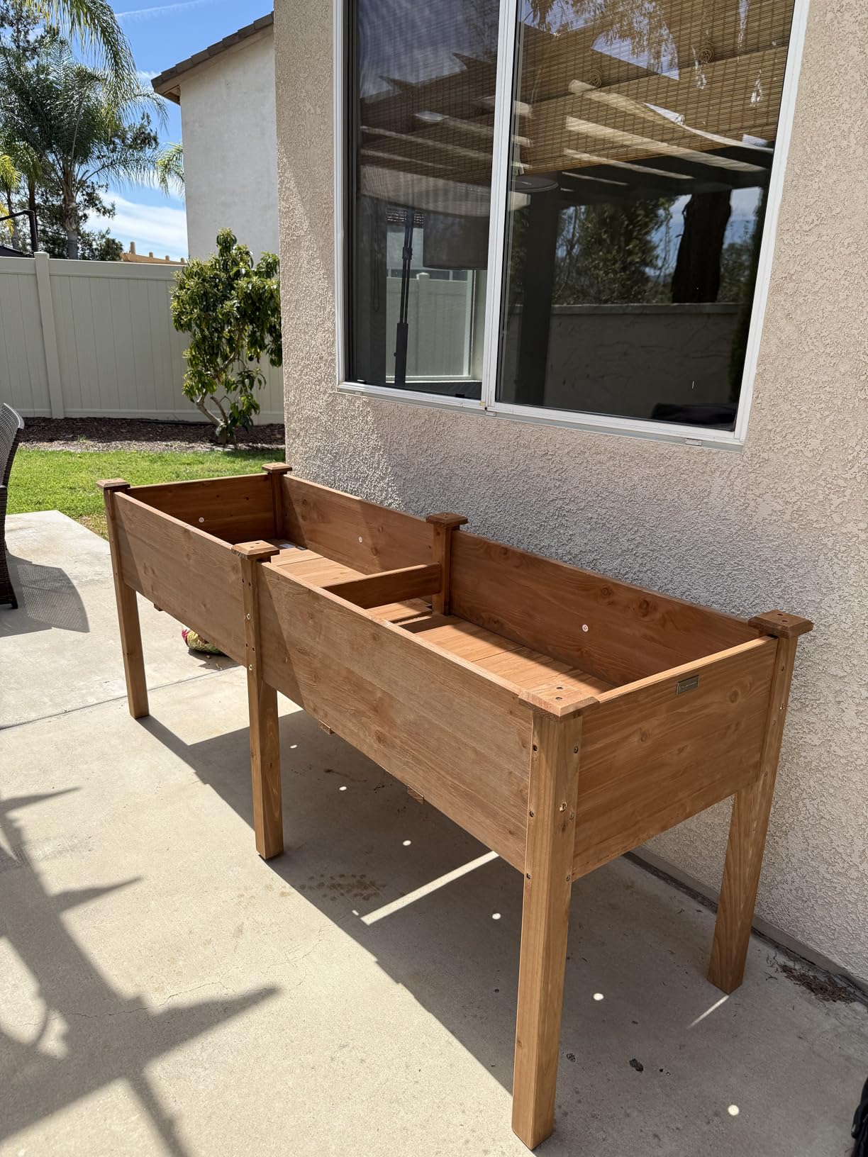 Best Choice Products 72x24x30in Raised Garden Bed, Elevated Wood Planter Box Stand for Backyard, Patio, Balcony w/Divider Panel, 6 Legs, 300lb Capacity - Natural customer photo 2