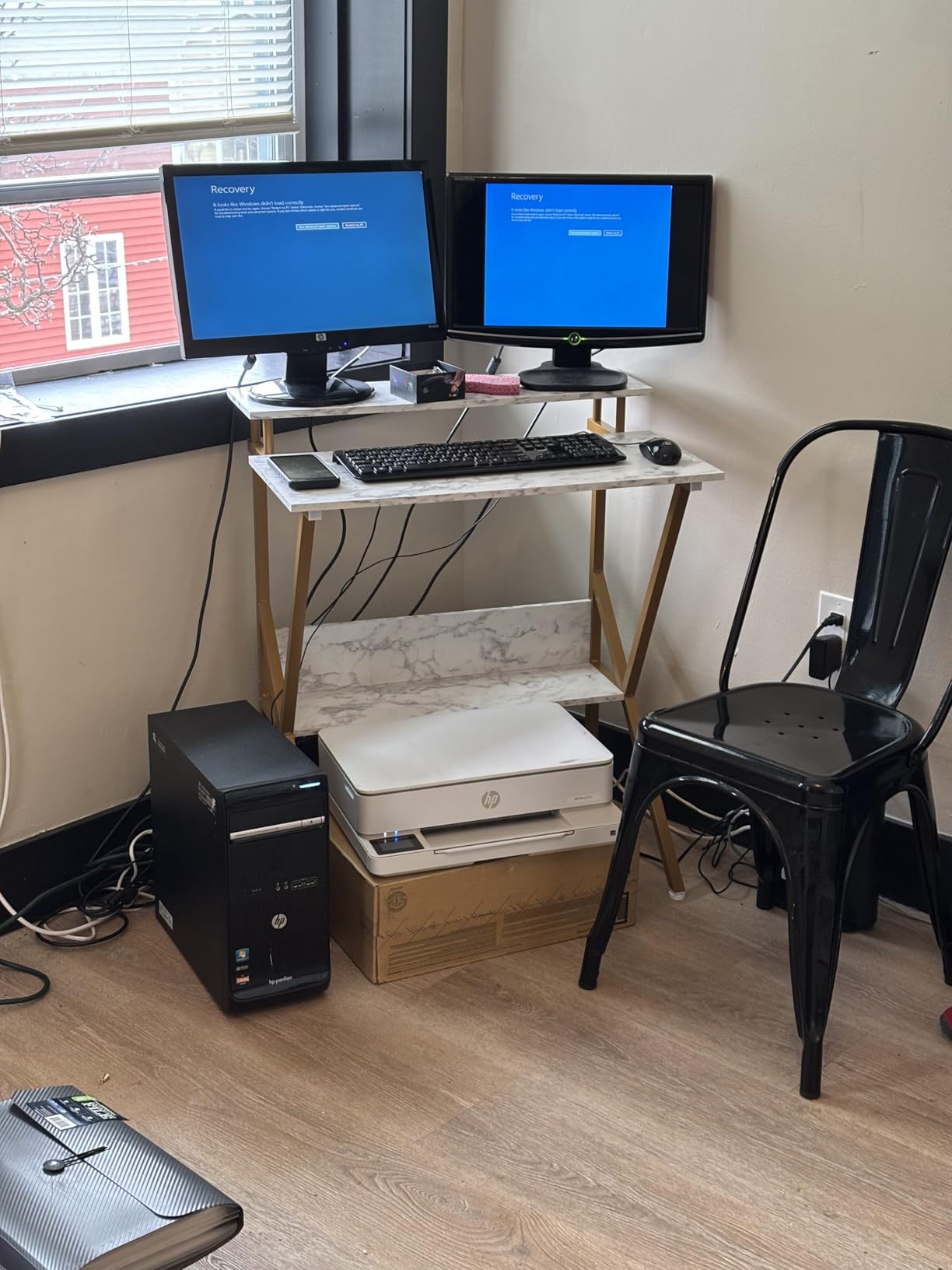 ODK Small Desk, 27.5 Inch Computer Desk for Small Spaces, Study Desk with Storage & Monitor Stand, Pink customer photo 1