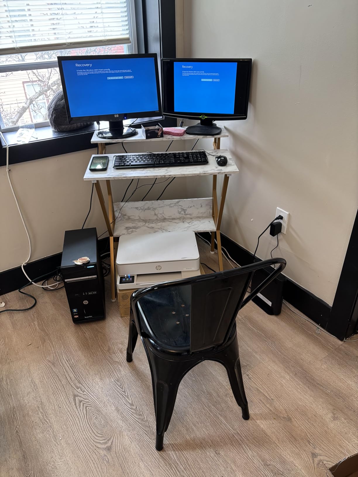 ODK Small Desk, 27.5 Inch Computer Desk for Small Spaces, Study Desk with Storage & Monitor Stand, Pink customer photo 2