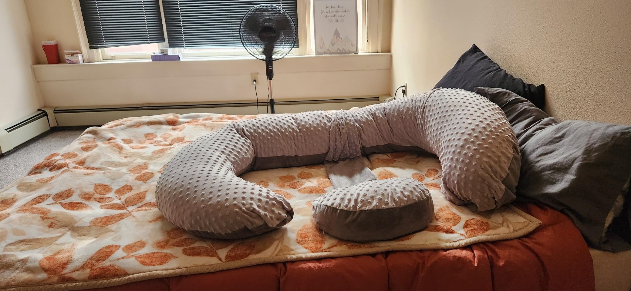 QUEEN ROSE Pregnancy Pillow E Shaped with Detachable Wedge, Adjustable Full Body Maternity Pillow for Sleeping, Dual-Sided Velvet Cover, 60 Inch Support for Side Sleepers customer photo 2