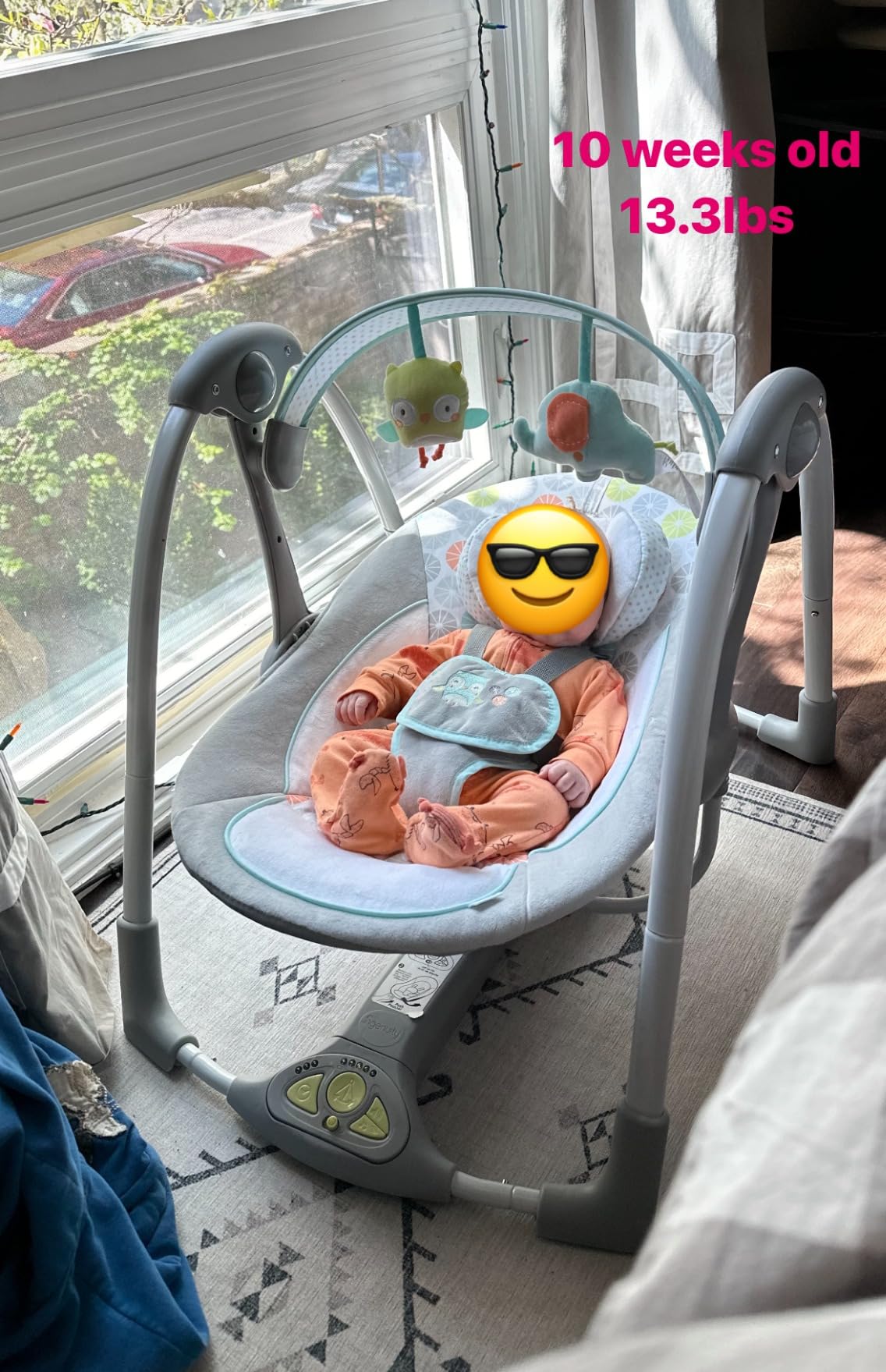 Ingenuity ConvertMe 2-in-1 Compact Portable Automatic Baby Swing & Infant Seat, Battery-Saving Vibrations, Nature Sounds, 0-9 Months 6-20 lbs (Swell) customer photo 2