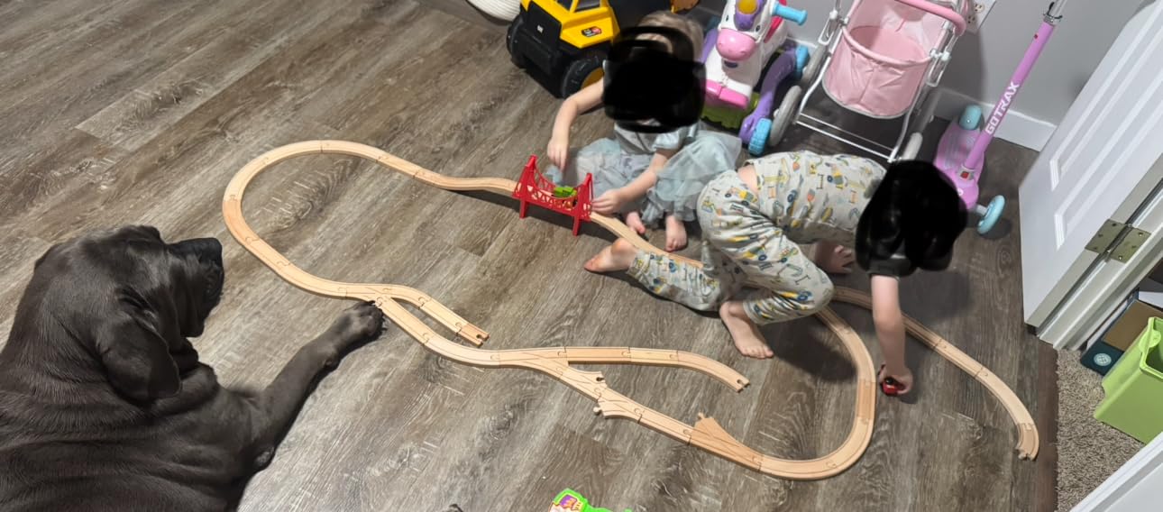 Tiny Land 110PCS Wooden Train Set - Toy Train with Tracks for Kids Ages 3-7, Compatible with Major Brands, Ideal Railway Playset for Boys and Girls customer photo 1