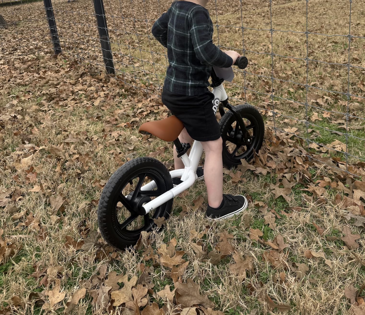 KRIDDO Toddler Balance Bike 2 Year Old, Age 24 Months to 5 Years Old, 12 Inch Push Bicycle with Customize Plate (3 Sets of Stickers Included), Gift Bike for 2-3 Boys Girls, White customer photo 2