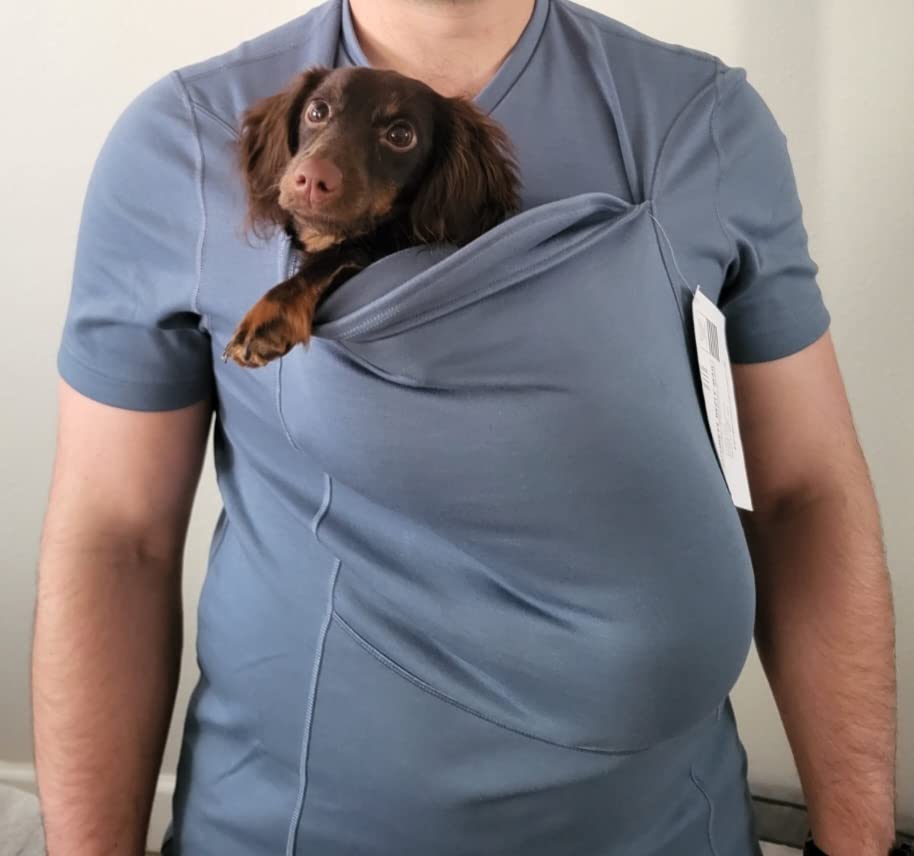 Lalabu The Dad Shirt | Hands-Free Baby Carrier for Dad with Kangaroo Pouch | Engineered for Bonding, Safety, & Comfort for Newborns Up to 15 Lbs. | CPSC Compliant - Simple Gray - Large customer photo 1