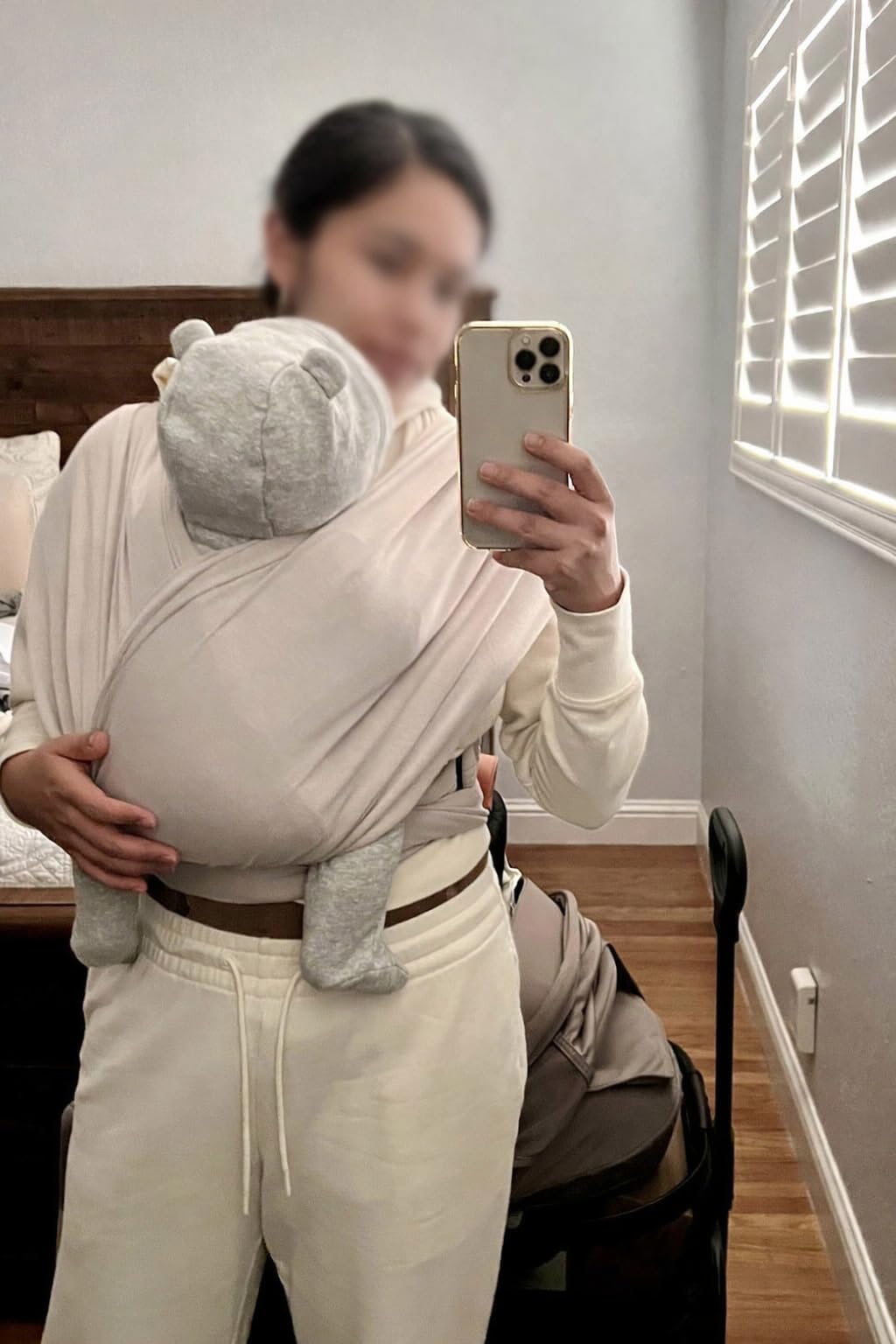 KeaBabies Baby Wrap Carrier Ring Sling - Easy to Wear, Adjustable D-Lite Baby Carrier Newborn to Toddler, Infant Carrying Shirt, Hands Free Bonding, Breathable Fabric Wearing Wrap (Trendy Black) customer photo 2