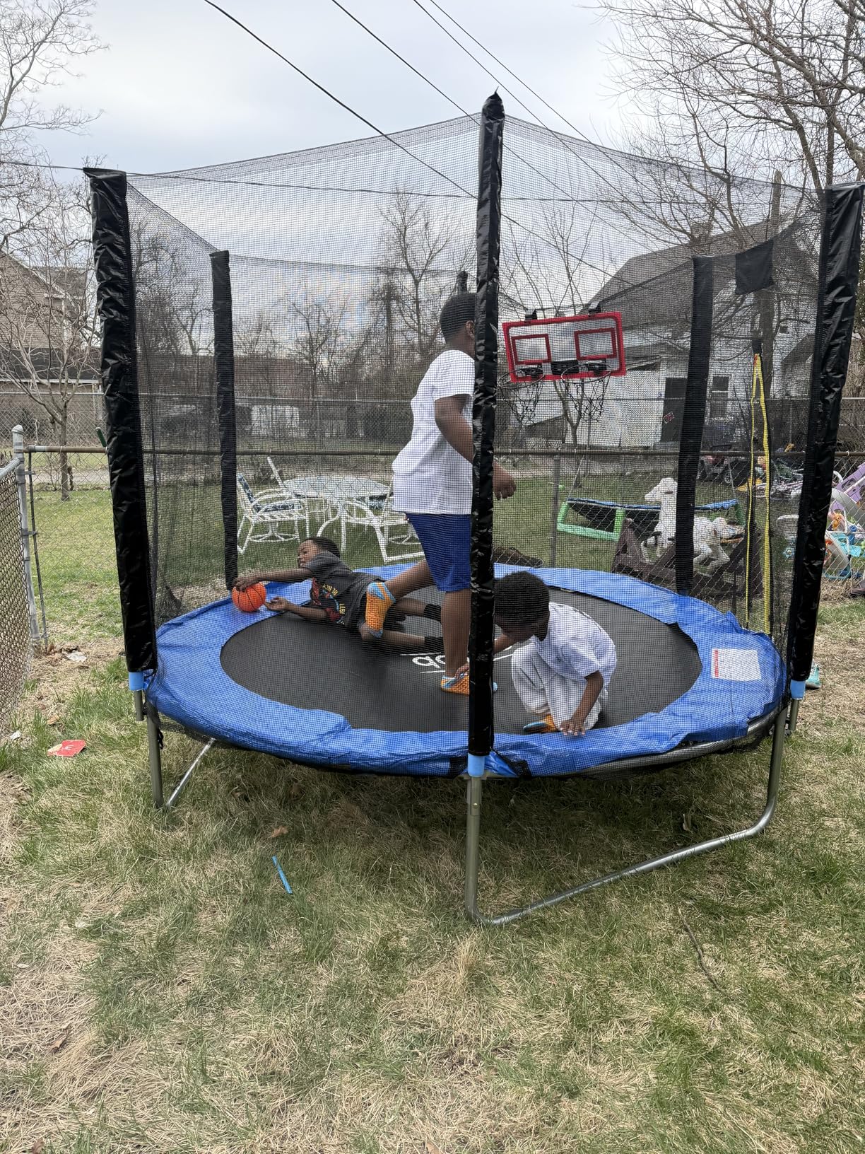 AOTOB 8FT 10FT 12FT 14 FT 15FT Trampoline with Safety Enclosure Net, Outdoor Trampoline with Basketball Hoop, Heavy Duty Jumping Mat and Spring Cover Padding for Kids and Adults, Storage Bag and Ladder customer photo 2