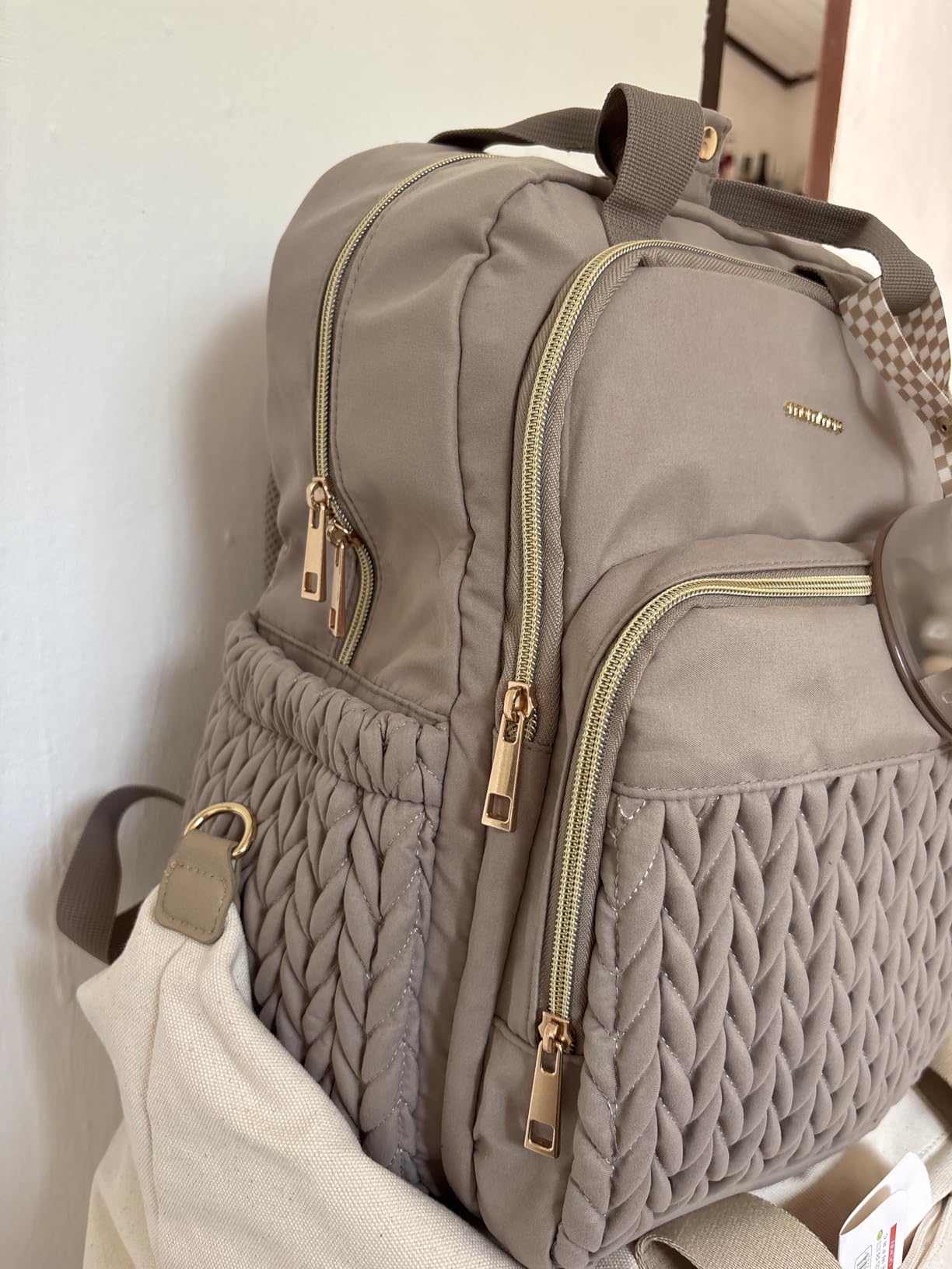 mommore Diaper Bag Small Diaper Backpack Stylish Baby Backpacks Travel Mini Maternity Bags with Insulated Pockets, Changing Pad, Stroller Straps customer photo 2