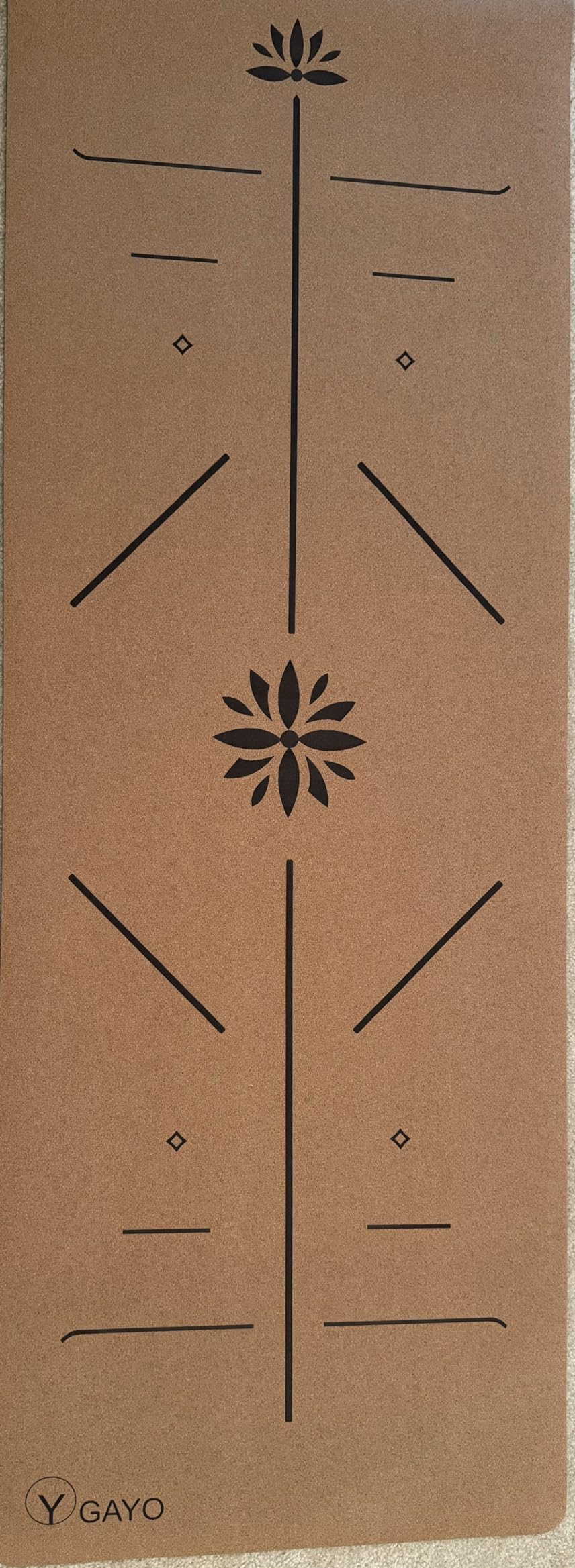 Y O Gayo Premium Yoga Cork Mat | 5mm Thick Natural Tree Rubber Base and Bigger Mat for Extra Support, Alignment lines for Guidance | Non-Slip, Sustainable, Your Ultimate Yoga Companion customer photo 2