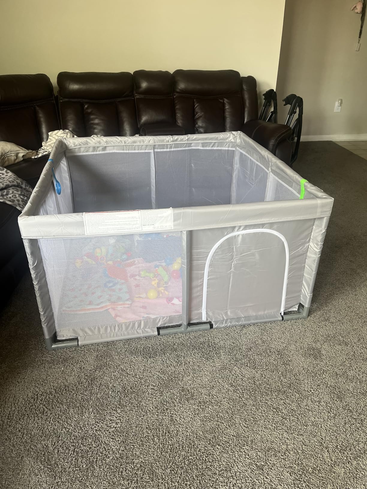 Baby Playpen 50 x 50 Inch Play Pen Playards, Playpen for Babies and Toddlers, Baby Playard for Indoor & Outdoor Active Center Game Fence, with Skin-Friendly Fabric and Soft Breathable Mesh Grey customer photo 2