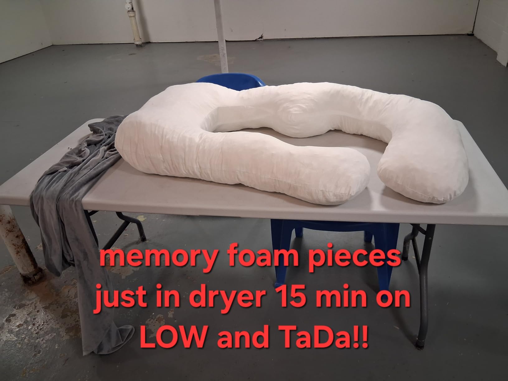 Shredded Memory Foam Body Pillow, Pregnancy Pillows for Sleeping, Maternity Pillow for Pregnant Women, Memory Foam Filling U Shaped Body Pillow with Velvet Cover (Velvet Gray, 60 inch) customer photo 2