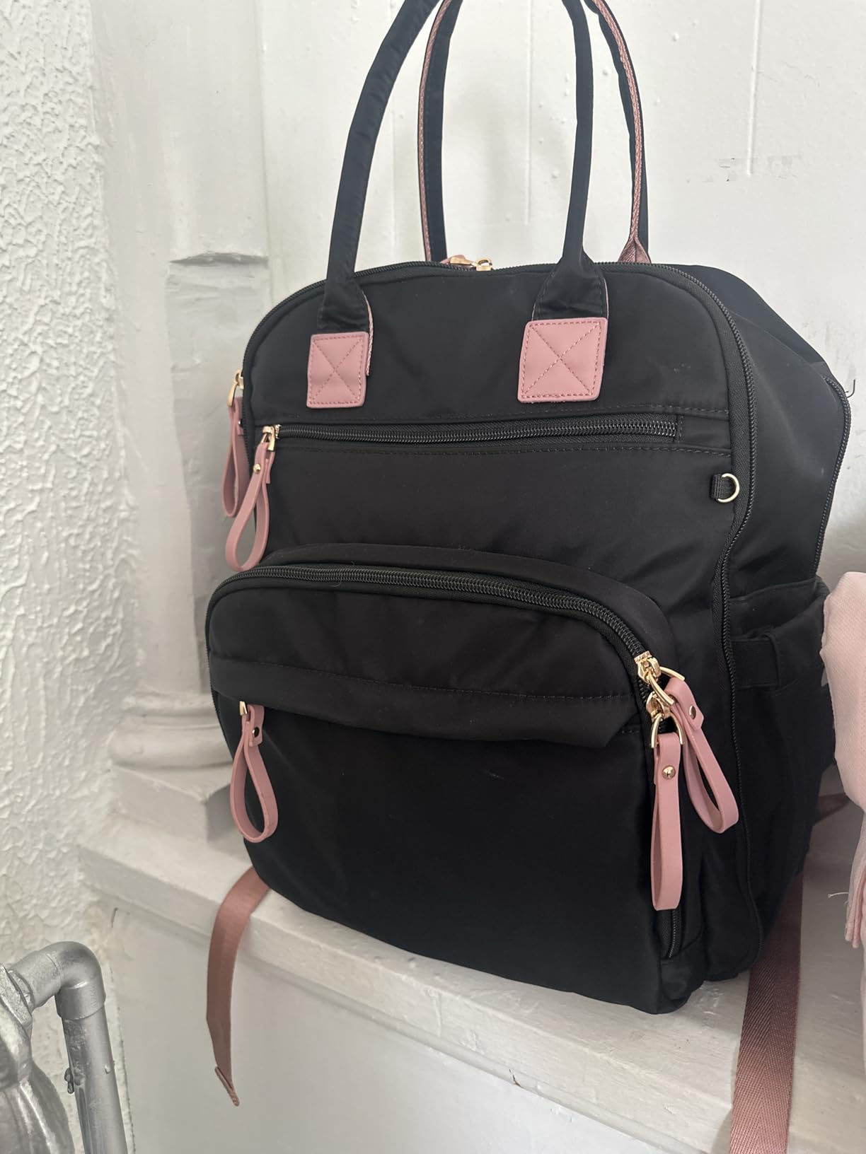 18 Pockets Large Diaper Bag Backpack with 4 Insulated Pockets and Stroller Clips, Baby Shower Essentials (Black, Large) customer photo 1
