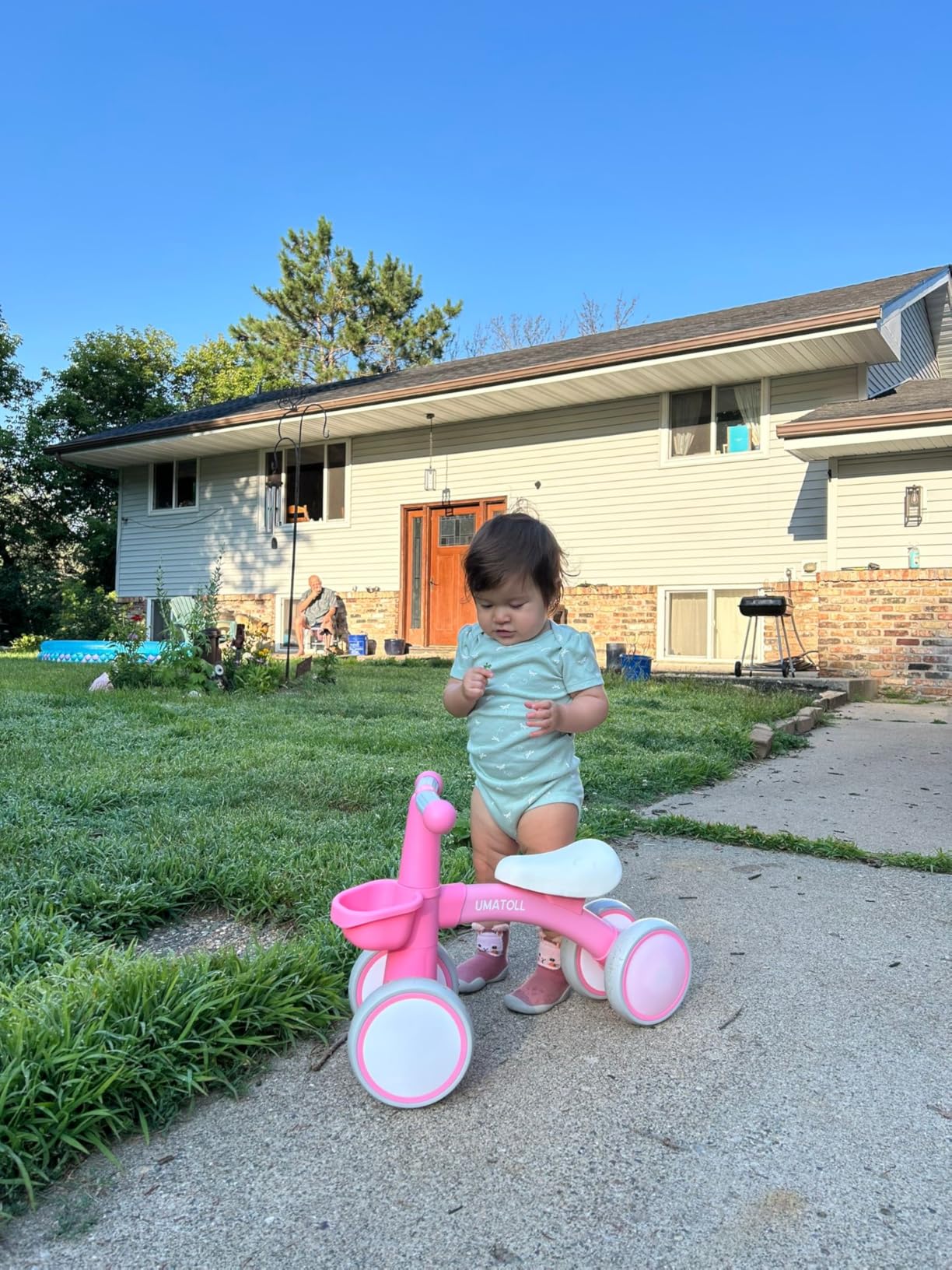 Umatoll Colorful Lighting Baby Balance Bike Toys for 1 Year Old Boys Gifts, Adjustable Seat Baby Walker, One Year Old Boy Birthday Gifts, 12-24 Months Toddler First Ride on Toys customer photo 1