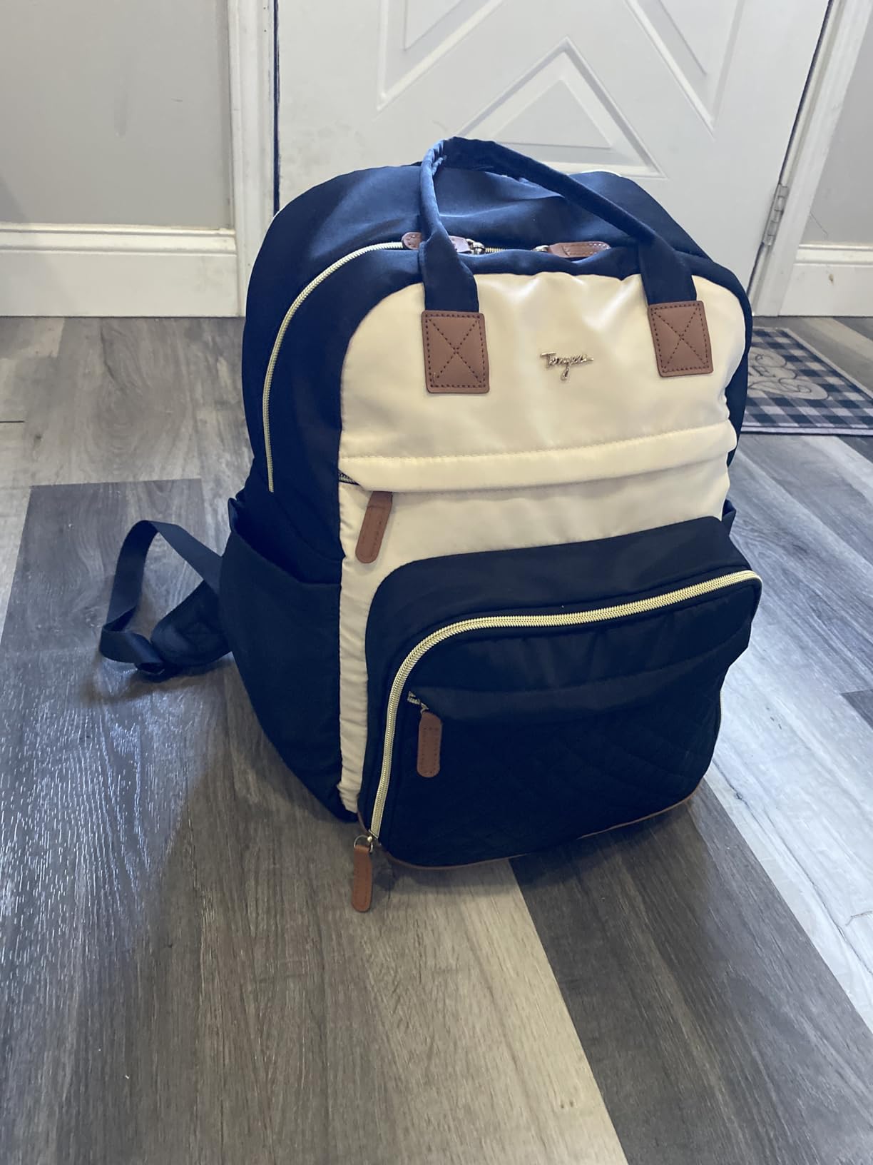 Diaper Bag Backpack - Extra Large Diaper Bag for 2 Kids Twin, Travel Baby Bags for Mom Dad 25-37L Expandable with Changing Pad Earphone Hole, Apricot Black customer photo 2