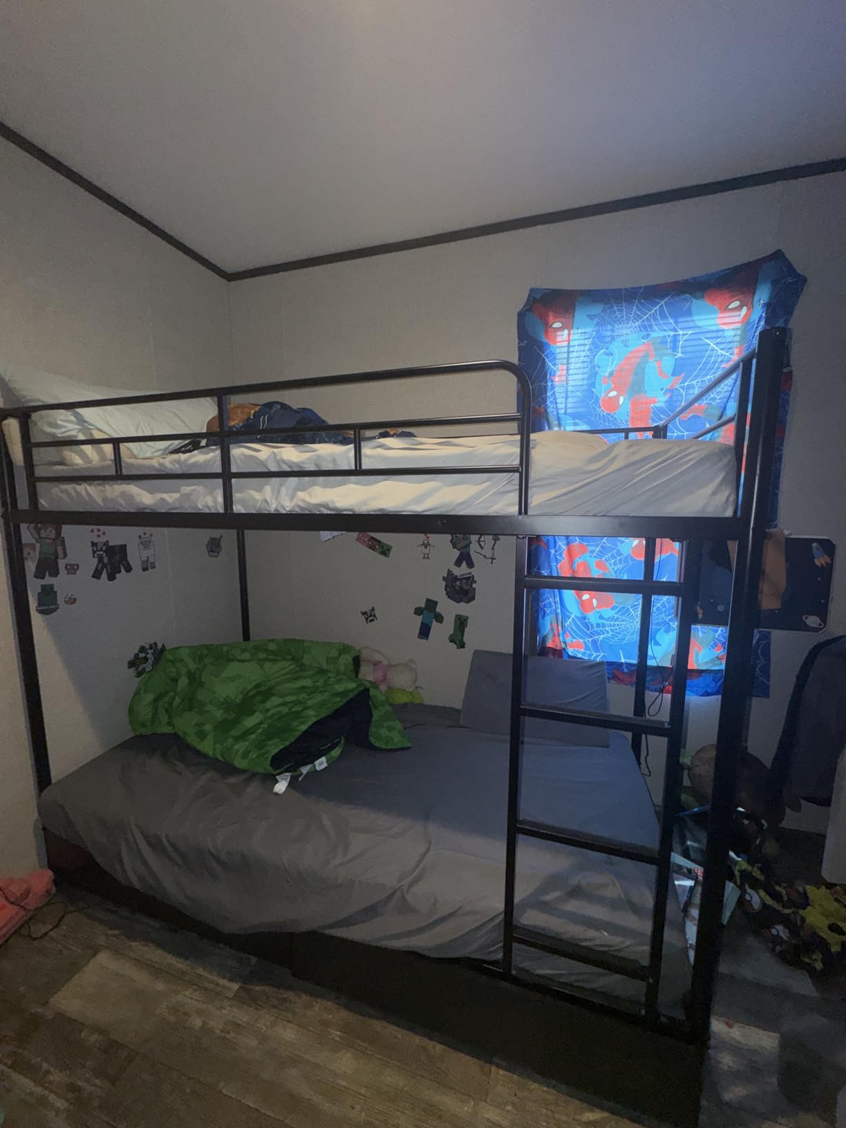Rolanstar Metal Bunk Bed Twin Over Twin with USB Charging Station, LED Bunk Bed with 2 Storage Drawers, Bed with Safety Guardrail & Ladders, No Box Spring Needed, Black customer photo 2