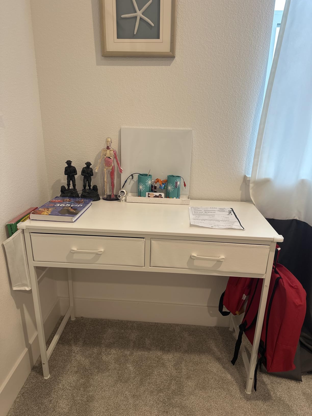 DLisiting Small Desk with Fabric Drawers for Bedroom, 32 Inch Gaming Desk with 2 Drawers for Small Space, Study Writing Table PC Desks, Black customer photo 2