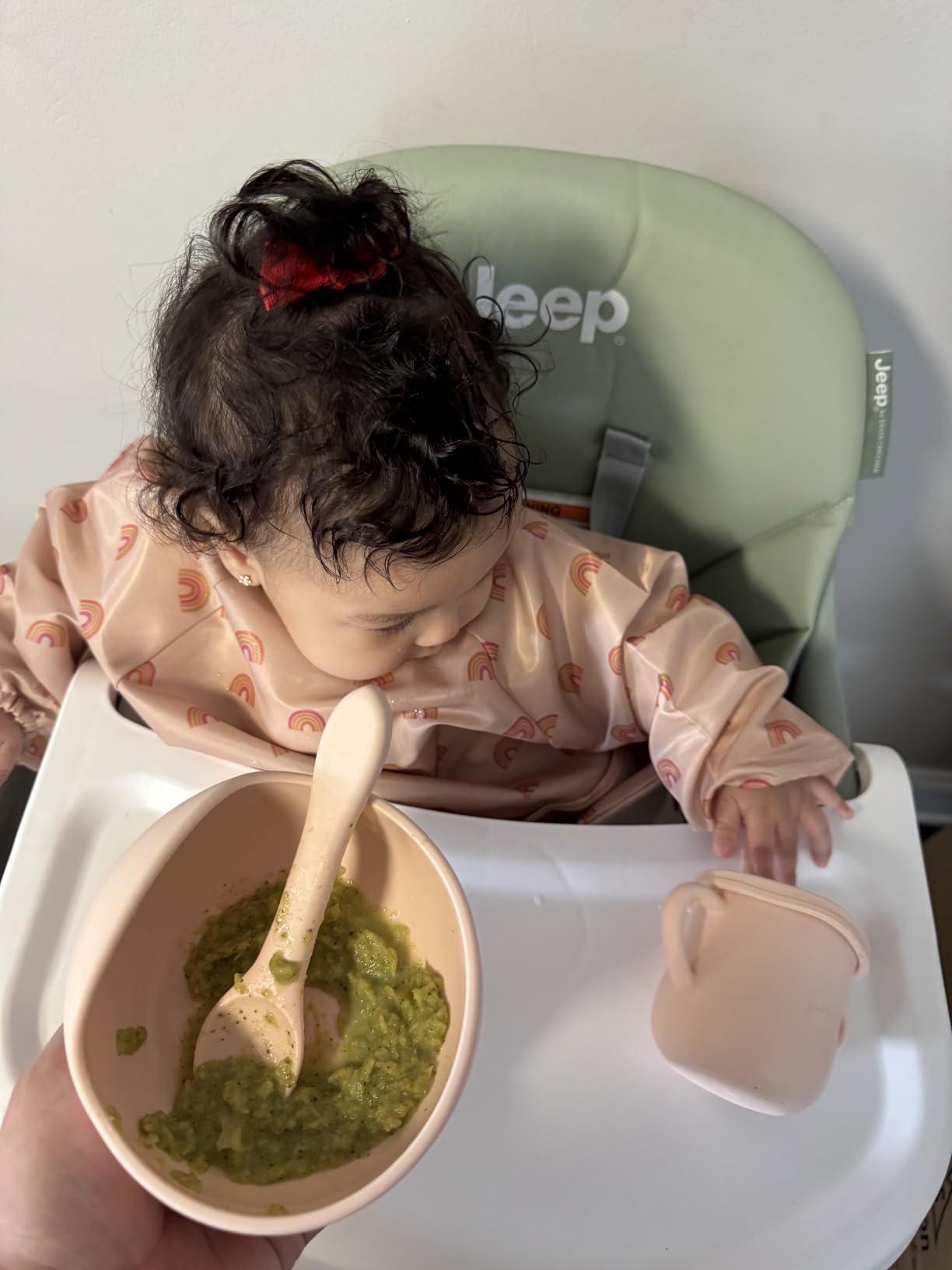Jeep Milestone 6-in-1 High Chair by Delta Children - High Chair Converts to Stool, Booster Seat, Toddler Chair, Activity Table and Desk and Chair, Sage Green customer photo 2