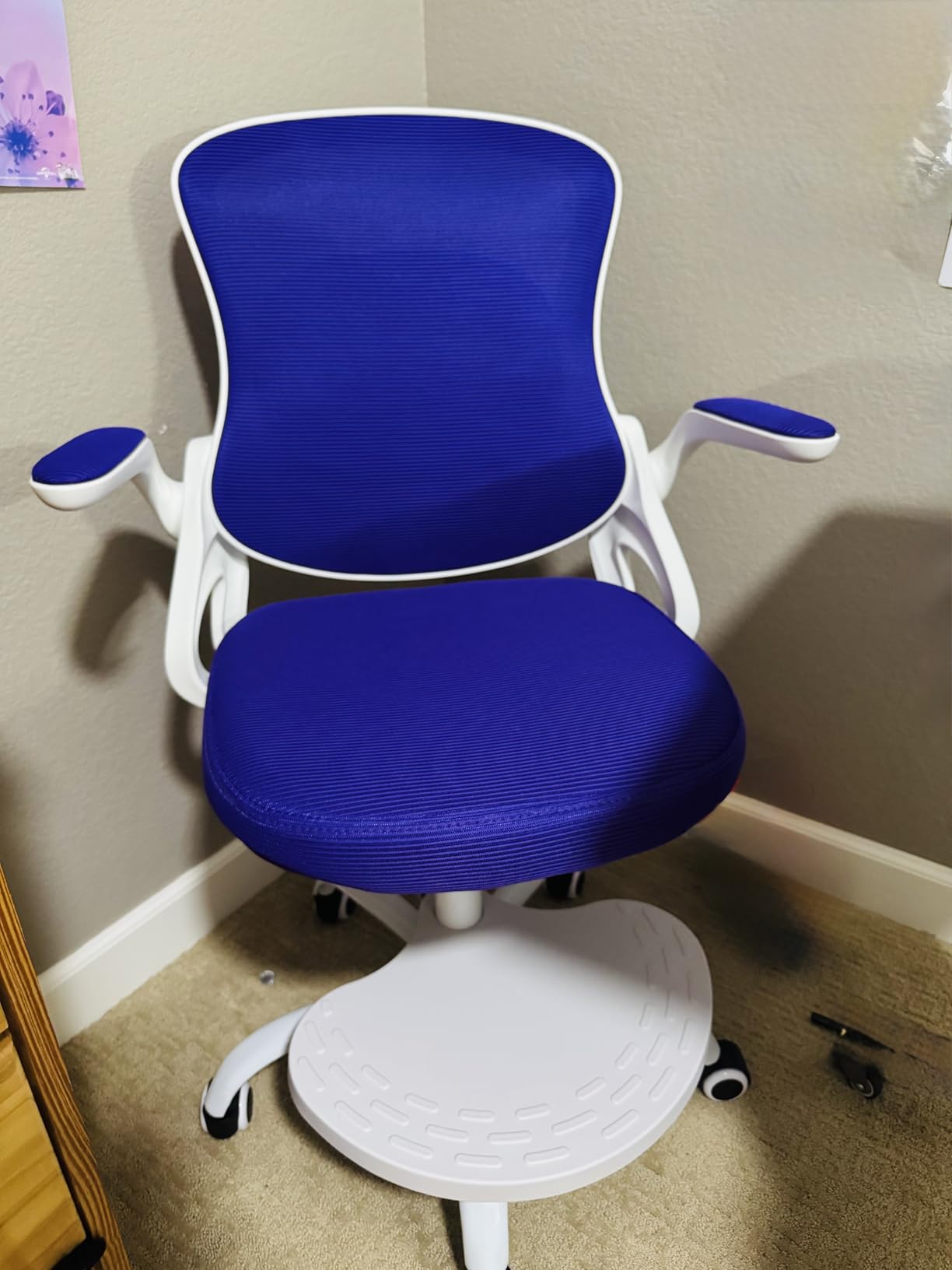 Kids Desk Chair,Ergonomic Study Chair with Adjustable Height,Swivel Mesh Desk Chair with Wheels,Home Office Chair for Children in Home Bedroom Blue customer photo 1
