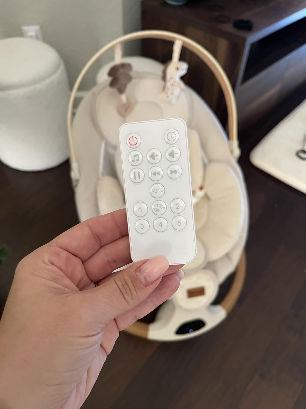 Baby Swings for Infants, Monamii Baby Swing, Infant Swing with 5 Speeds, 10 Lullabies, Electric Swing for Baby, Indoor & Outdoor Use (Beige) customer photo 1