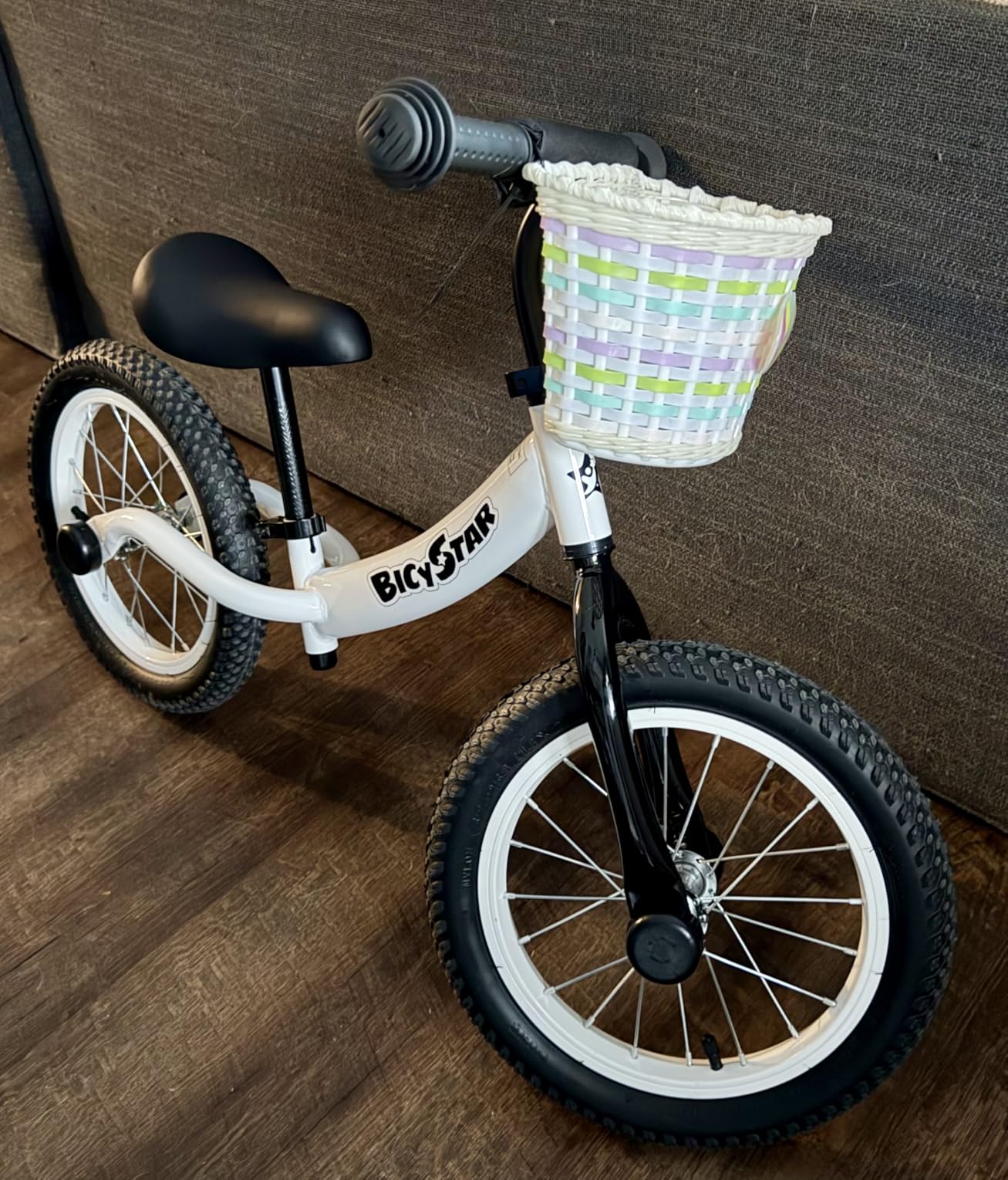 14 Inch Toddler Balance Bike for 3-6 Year Old, Real Rubber Air Tires, No Pedal Kids Bike with Adjustable Seat & Handlebar, Footrest customer photo 1