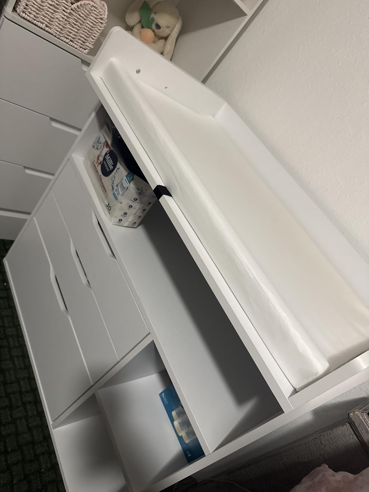 Pipleo Baby Changing Table Dresser with 3 Drawers and 3 Storage Shelves, Can be Used as a Baby Dresser with Changing Table Top, a Baby Changing Station, a Wood Diaper Changing Station (White) customer photo 1