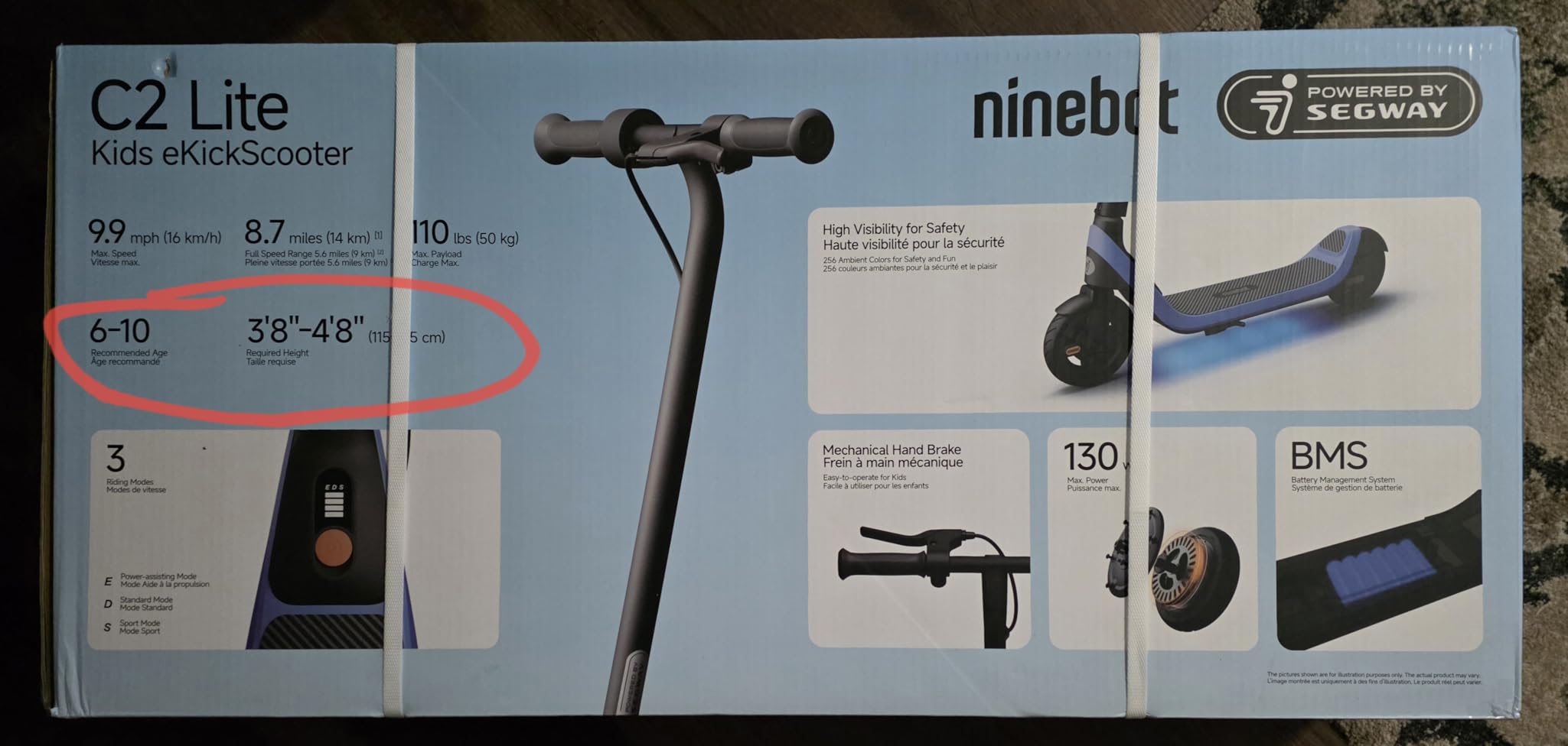 Segway Ninebot eKickScooter - Electric Scooter for Kids 6-14, w/t Adjustable Handlebar Height (Only C2 Pro) for Riders up to 132 lbs, Includes New Cruise Mode, UL-2272 Certified customer photo 1