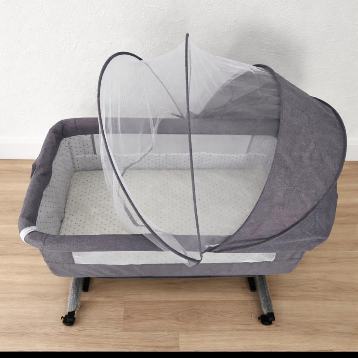 Baby Bassinet, 3 in 1 Bedside Bassinets for Baby, Bassinet Bedside Sleeper with Wheels, Adjustable Height with Rocking Mode, Breathable Mesh, Storage Basket, Easy Assemble & Folding customer photo 2